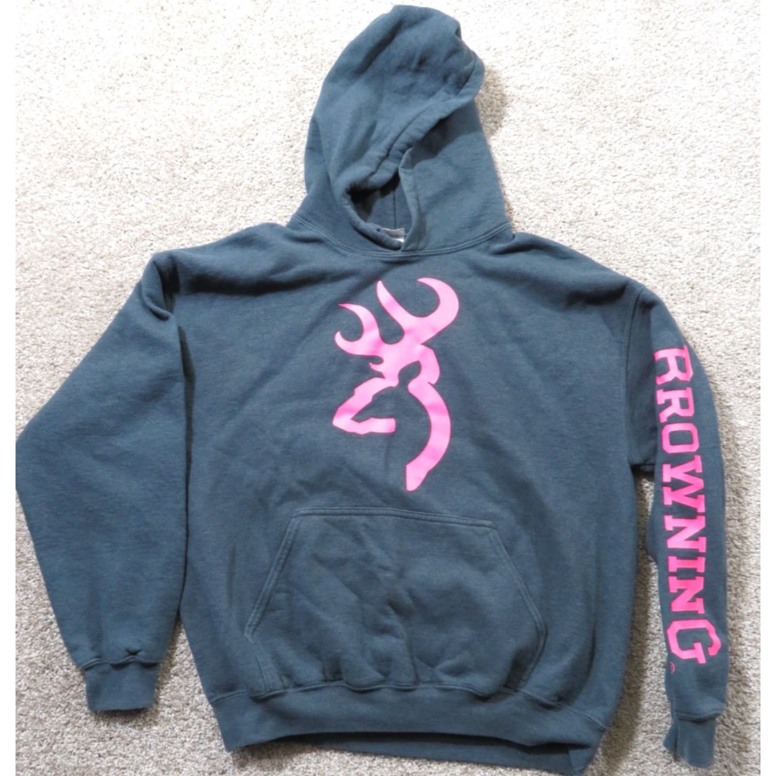 Vintage Browning Buckmark Pink Women's L Country Hoodie Pullover Sweatshirt Long Sleeve Hooded Pockets Graphic Print Logo Casual Americana Western Size L / US 10 / IT 46 - 2 Thumbnail
