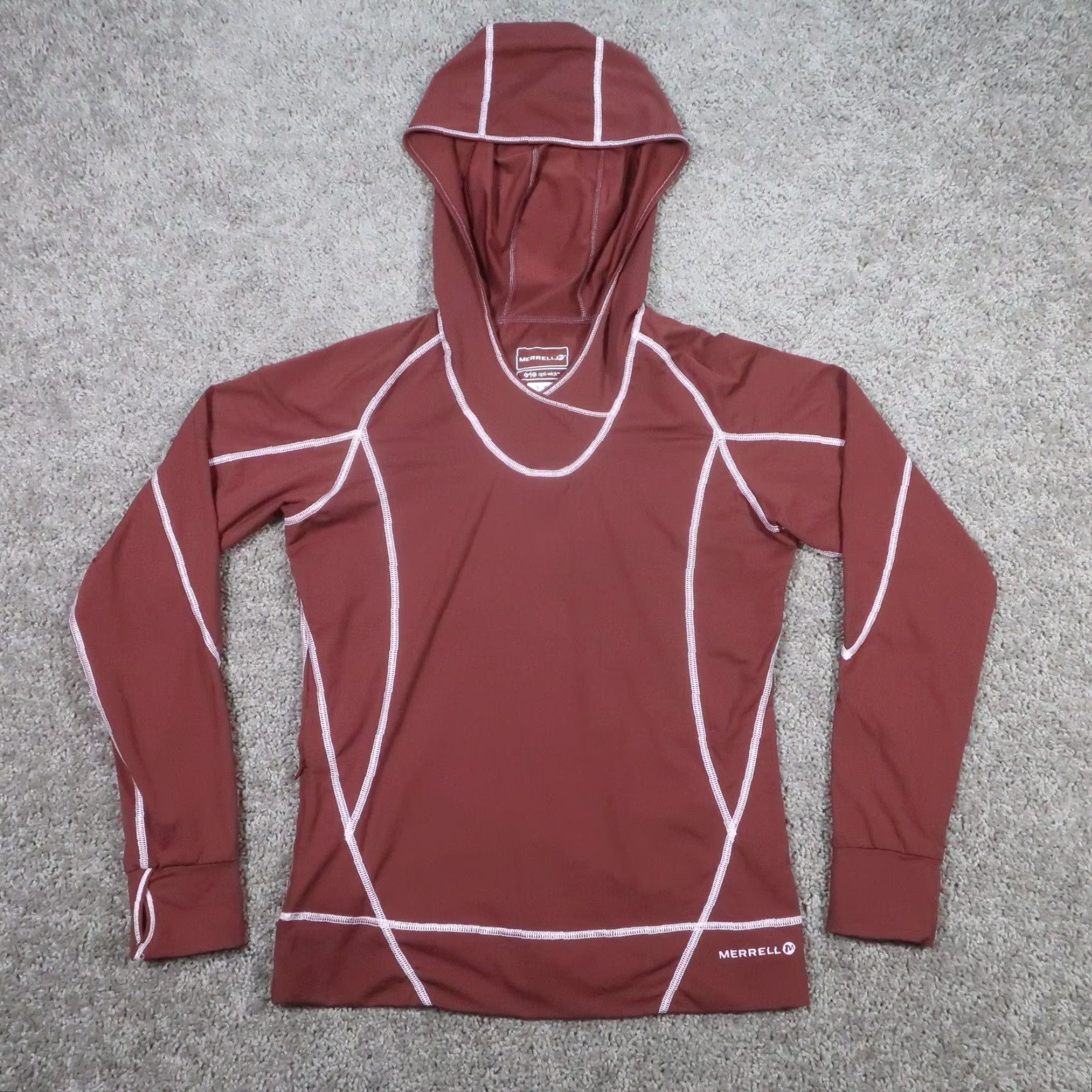 Merrell Merrell Hoodie Women S Maroon Lightweight Opt-Wick Performance Breathable Moisture Wicking Zip Long Sleeve Casual Activewear Pullover EUC Size S / US 4 / IT 40 - 2 Thumbnail