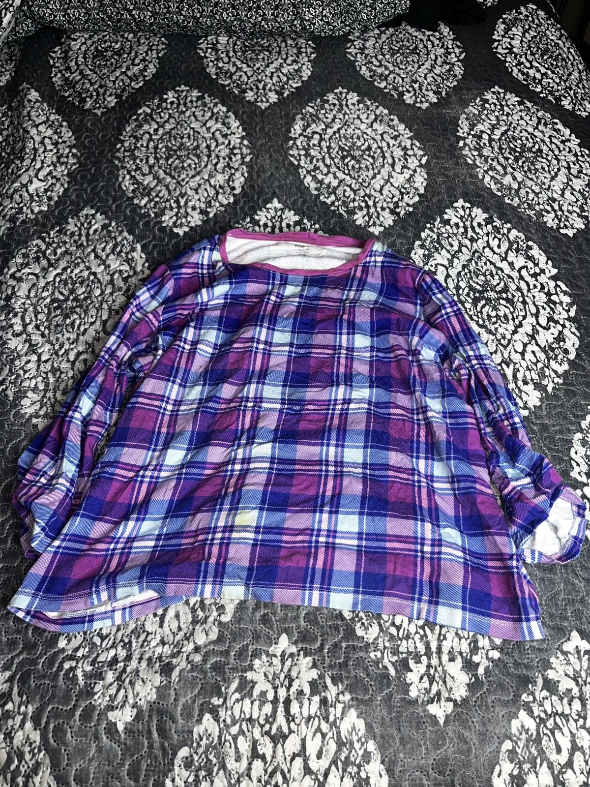 Other Kim Rogers Purple and Blue Plaid Long Sleeve Top Size XXL / US 16-18 / IT 52-54 - 1 Thumbnail