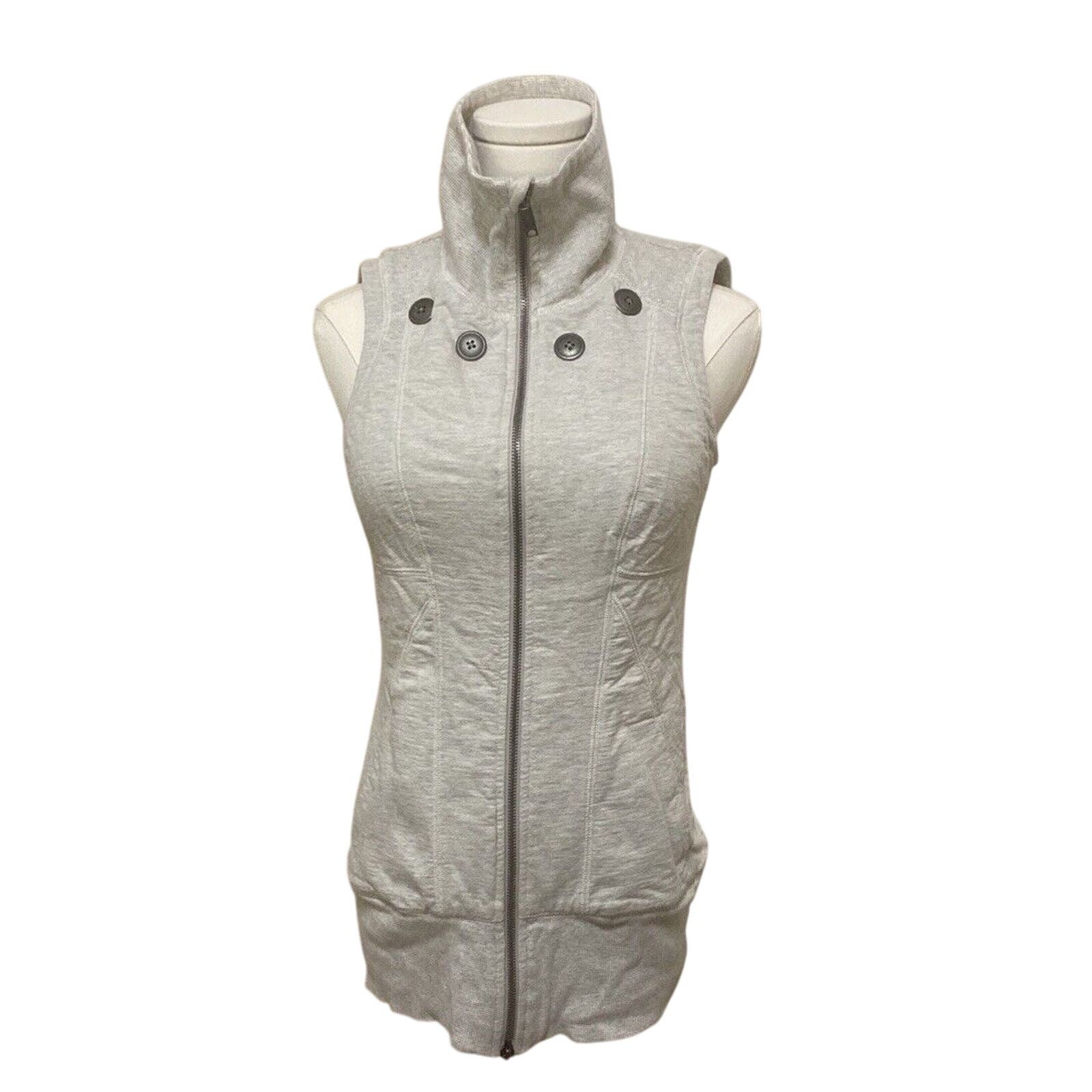 Other EUC Zella Women Gray Stripe Vest Small Cotton Fleece Size S / US 4 / IT 40 - 1 Thumbnail