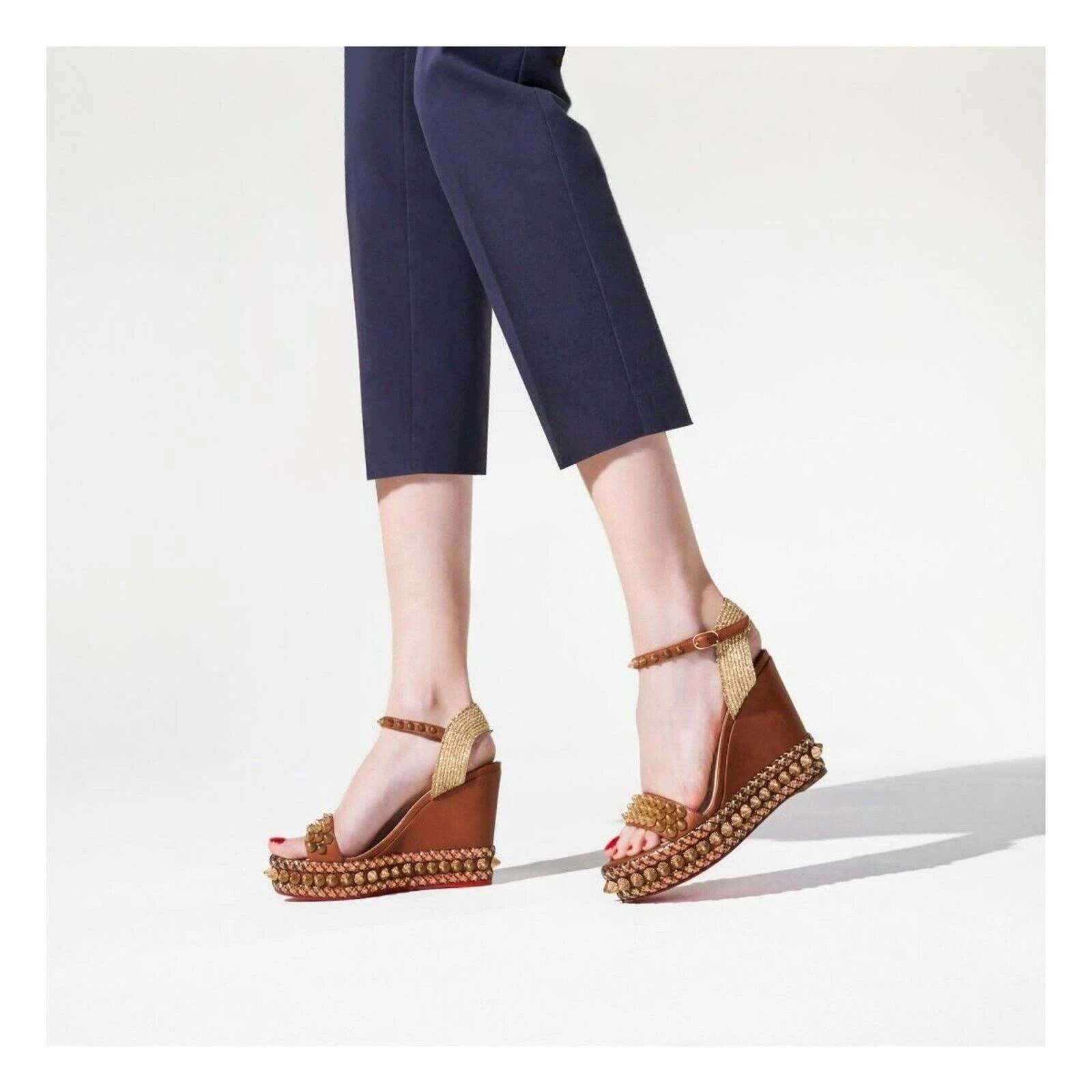 Christian Louboutin Christian Louboutin Cordorella 110 Brown Gold Stud Size US 6 / IT 36 - 5 Thumbnail