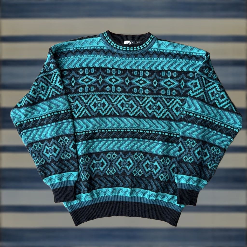 Vintage VINTAGE Tyrolia Ski Wool Crewneck Sweater Geometric 80s Men L Blue, Logo, Regular Fit Size US L / EU 52-54 / 3 - 1 Thumbnail