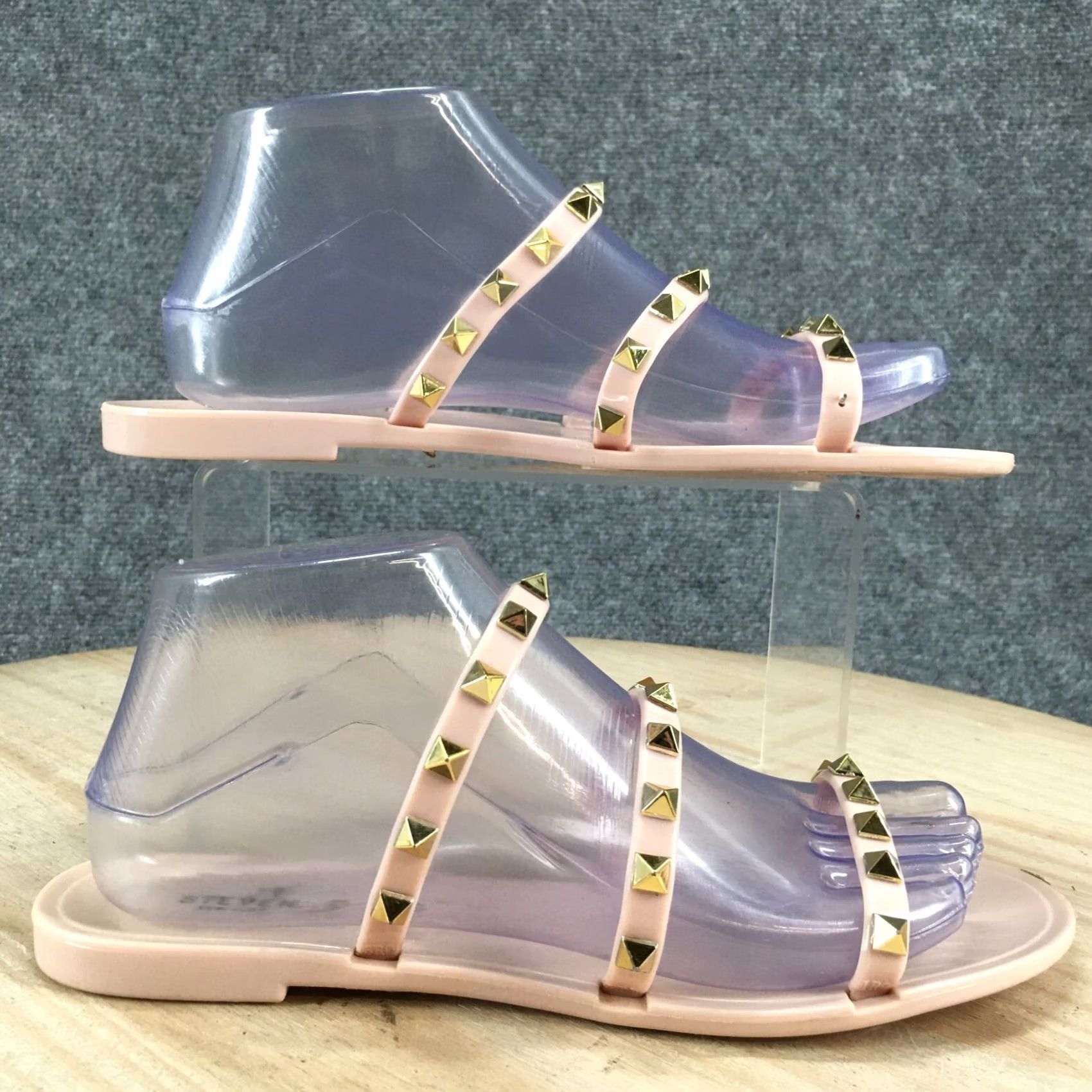 Vintage Steven Sandals Womens 9 M Studded Slide Flats Slip On Beige Open Toe Casual Size US 9 / IT 39 - 2 Thumbnail