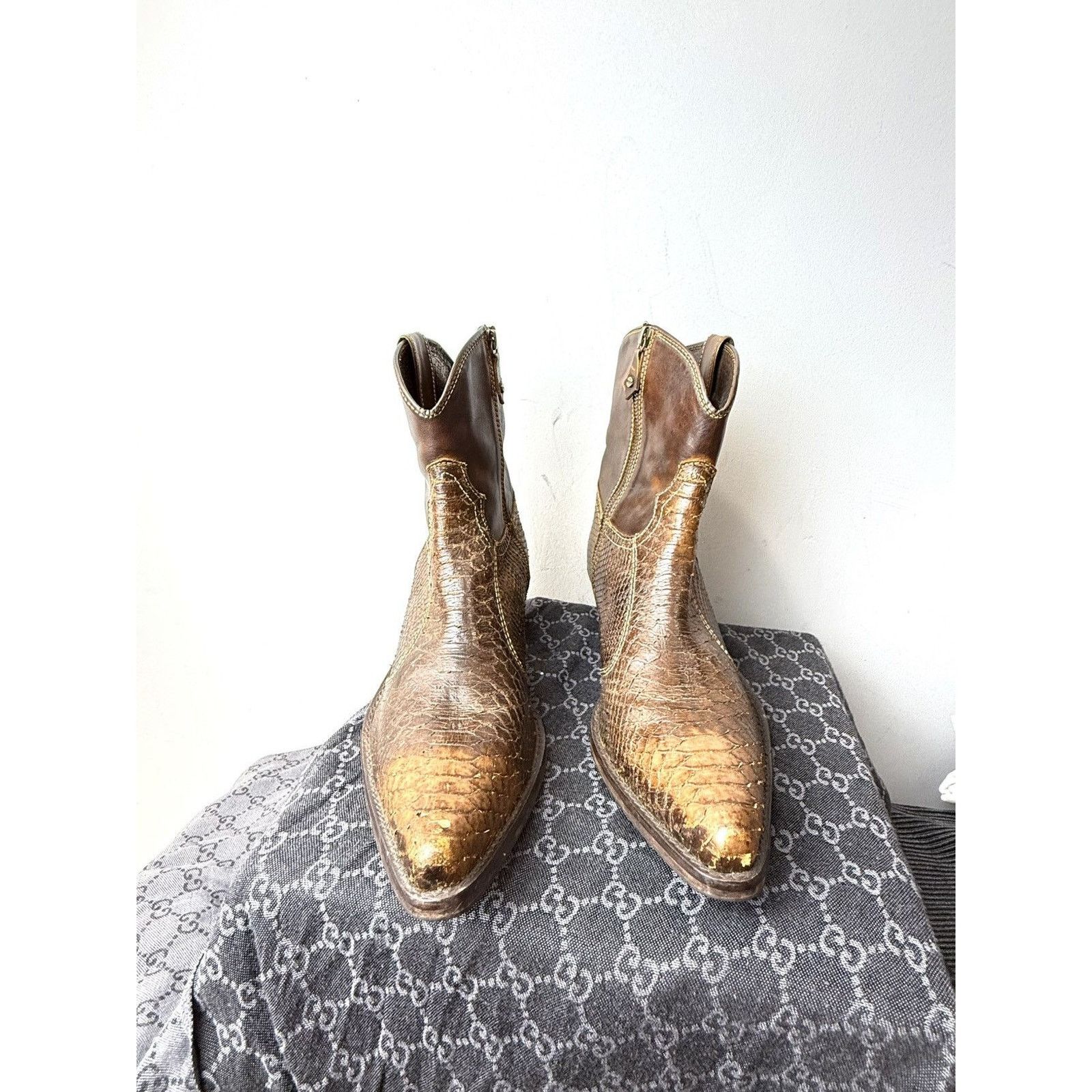 Cowboy Equipment 💥Rare! Vintage Kentucky Western Snake Leather Cowboy Boots Size US 10.5 / EU 43-44 - 4 Thumbnail