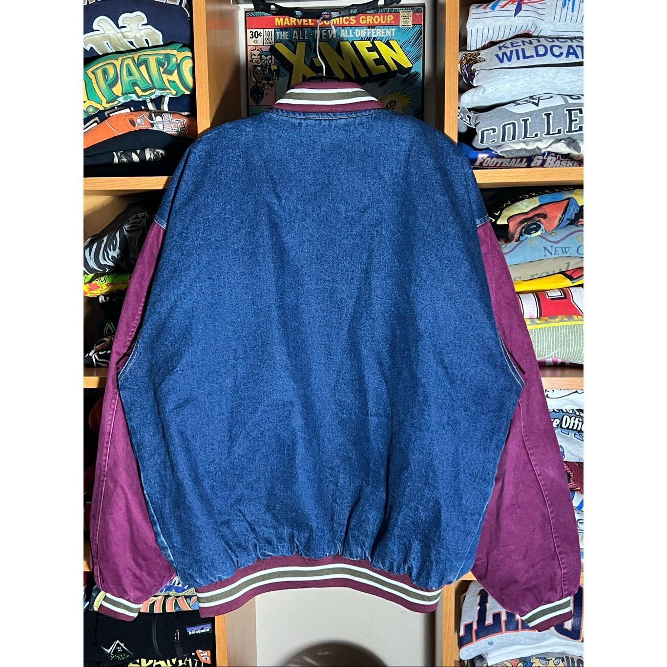 Starter Vintage 90s RARE Starter Denim Quilt Lined Bomber Jacket Size US XL / EU 56 / 4 - 4 Thumbnail