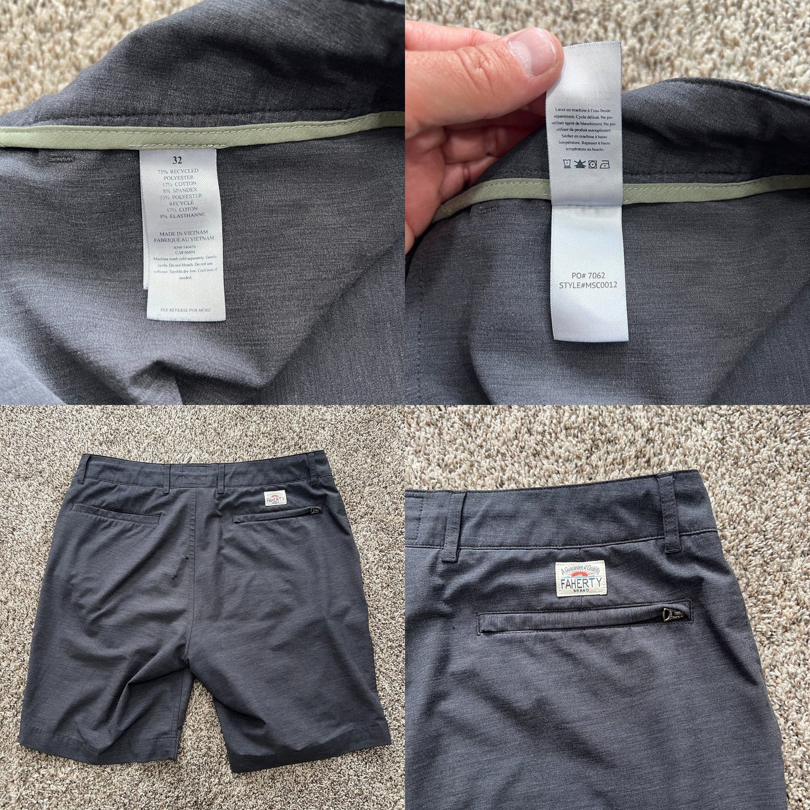 Faherty Faherty All Day Shorts Mens 33 Grey Casual Drawstring Pockets Performance Shirt? Size US 34 / EU 50 - 8 Thumbnail