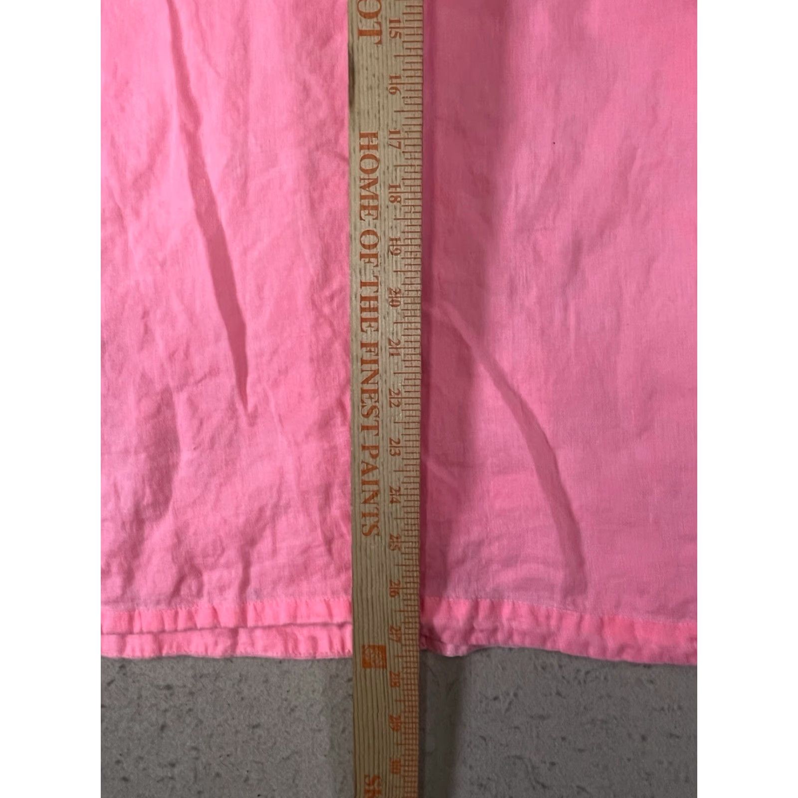 Pinko Sigrid Olsen Blouse Shirt Women XL Pink Linen Short Sleeve V-Neck Pullover Casual Travel Tunic Button Front Easy Care Lightweight Machine Washable Size XL / US 12-14 / IT 48-50 - 4 Thumbnail