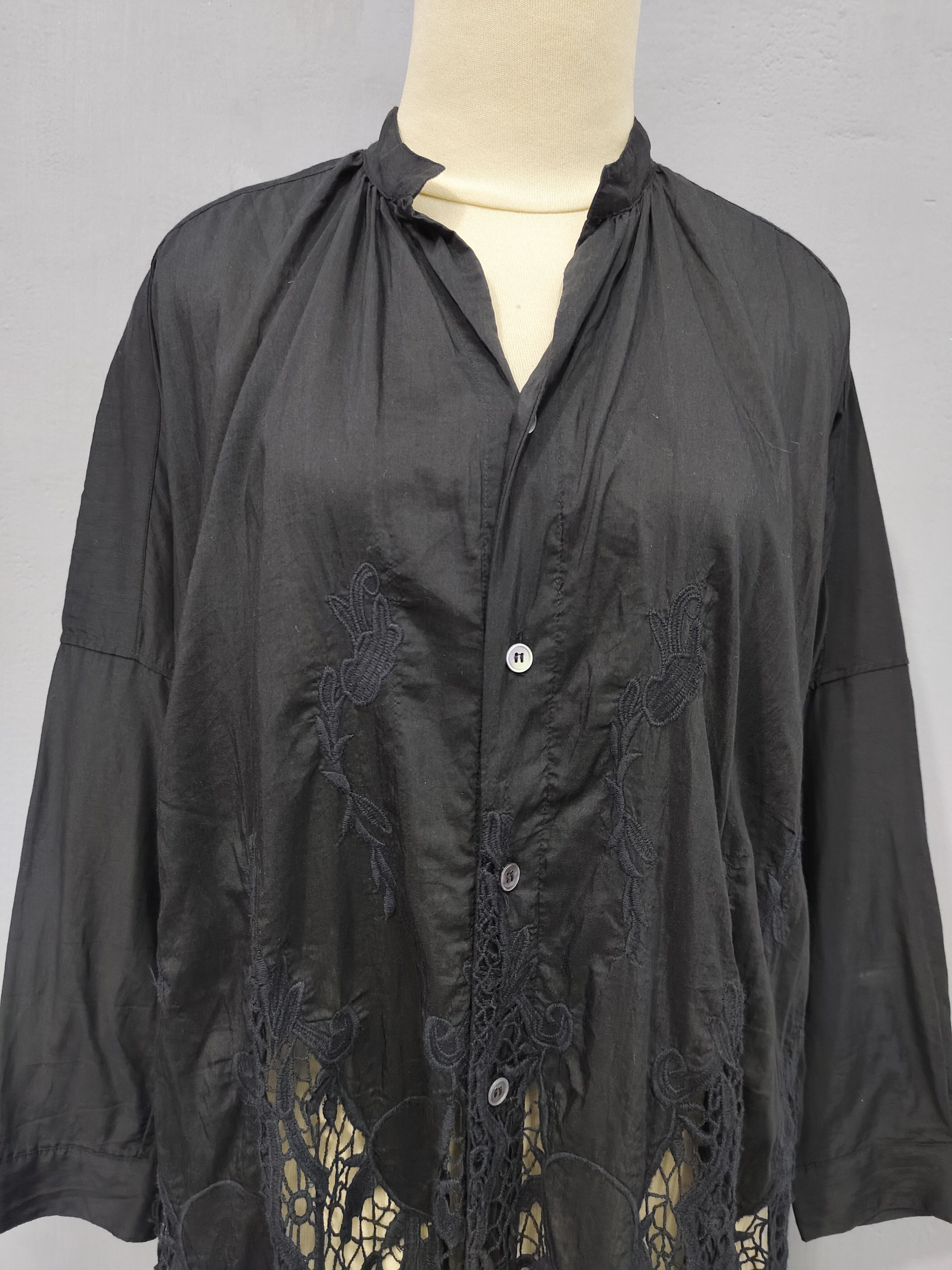 Zucca Zucca🇯🇵by Issey Draped Silhouette Lace Hem Cutwork Blouse Size L / US 10 / IT 46 - 9 Thumbnail