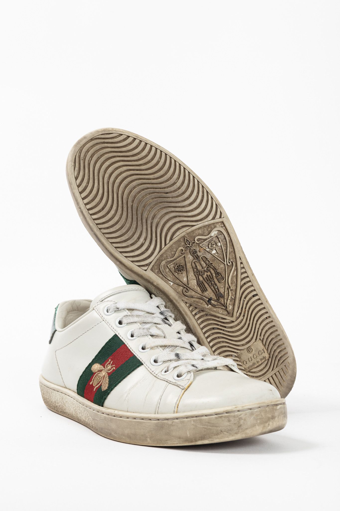 Gucci Gucci Ace Bee White Leather Lace-Up Sneakers Size US 6.5 / IT 36.5 - 4 Thumbnail