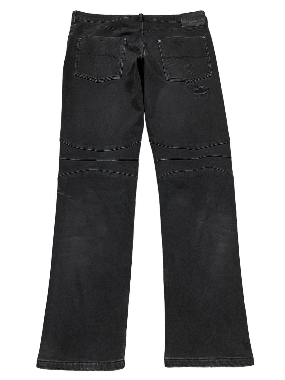 14th Addiction Vintage Norton Motorcycle Distress Style Biker Jeans Size US 36 / EU 52 - 2 Thumbnail