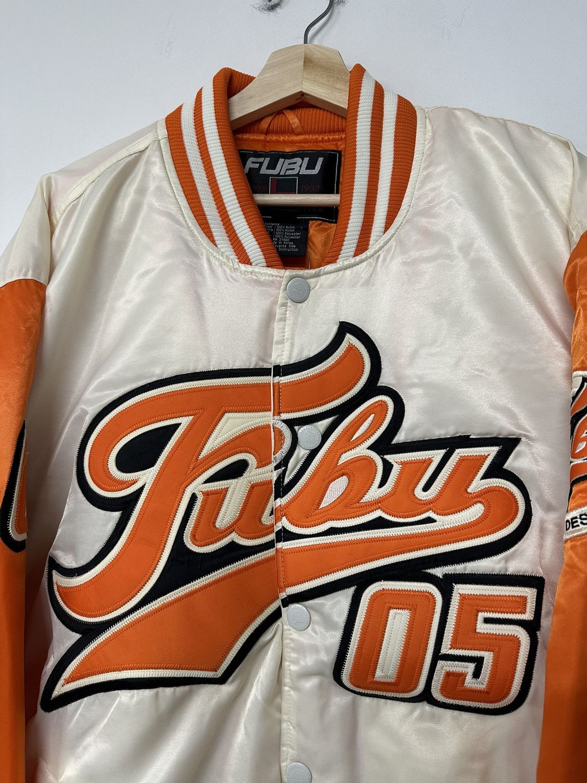 Fubu Vintage 90s Y2K FUBU 2 Toned Tail Sweep Script Satin Jacket Size US XL / EU 56 / 4 - 2 Thumbnail