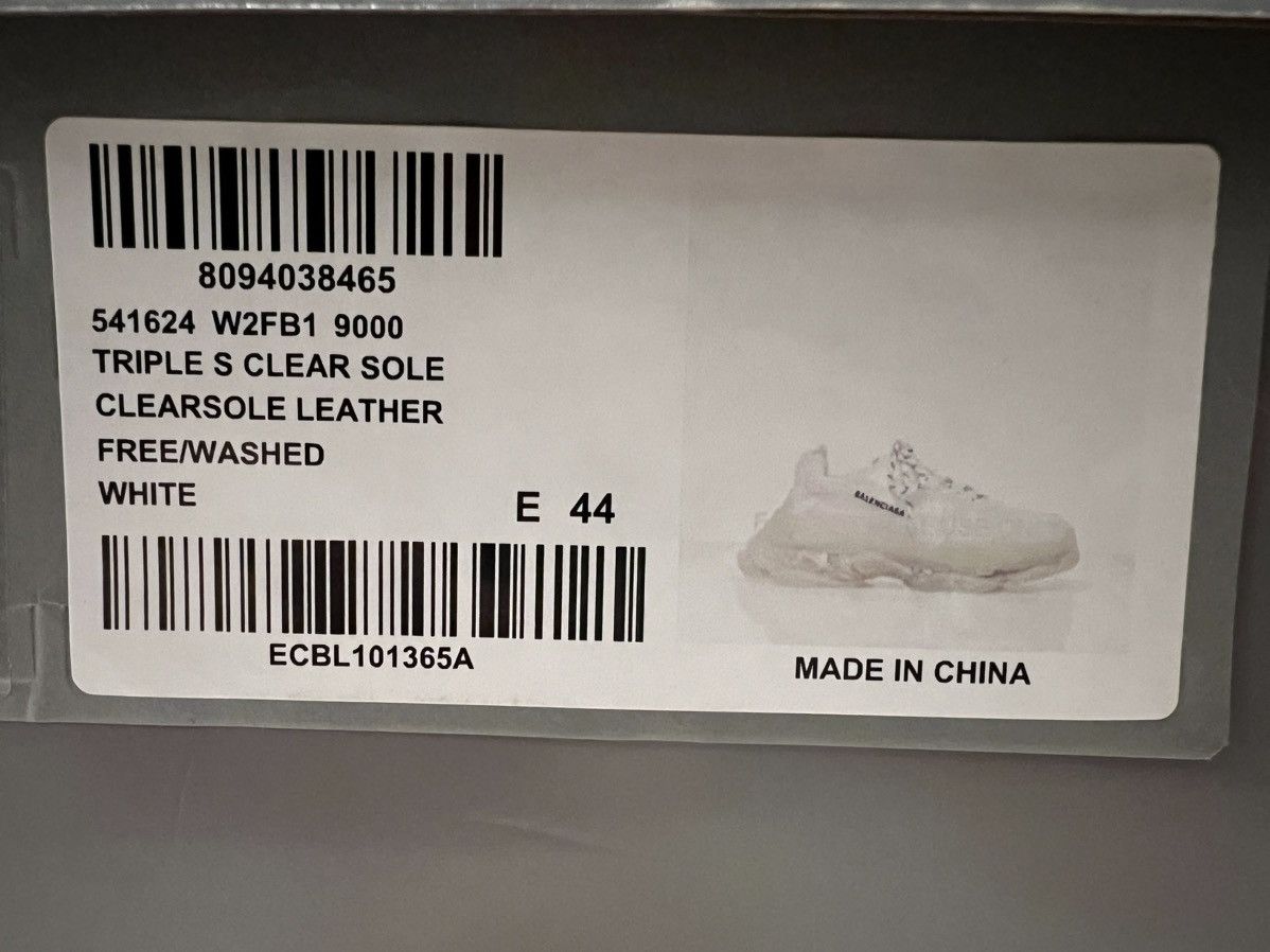 Balenciaga All White Clear Sole Triple S Size US 11 / EU 44 - 2 Thumbnail