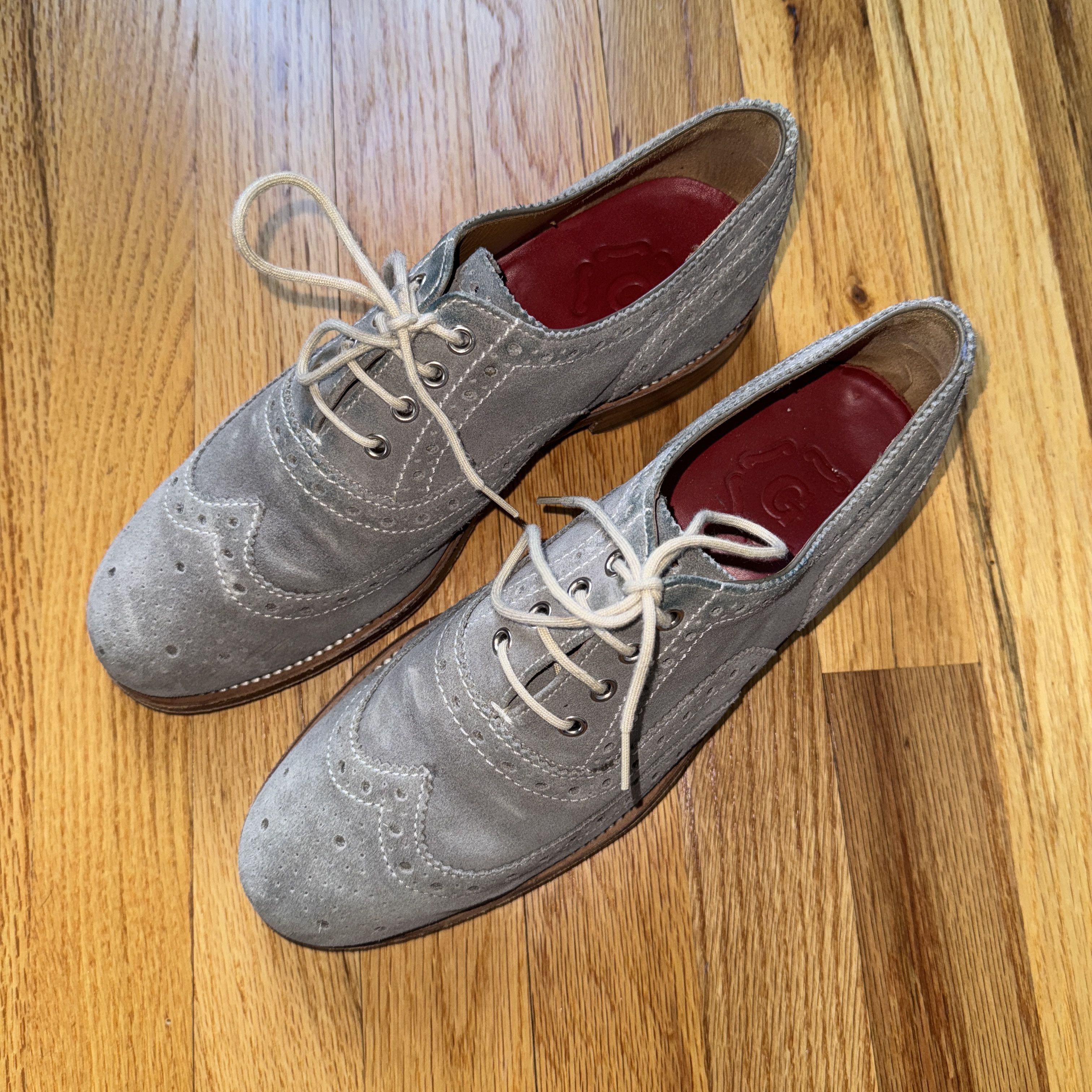 Grenson GRENSON GREY SUEDE BROGUE OXFORD SHOES WILLIAM MEN'S SIZE 8 Size US 8 / EU 41 - 2 Thumbnail