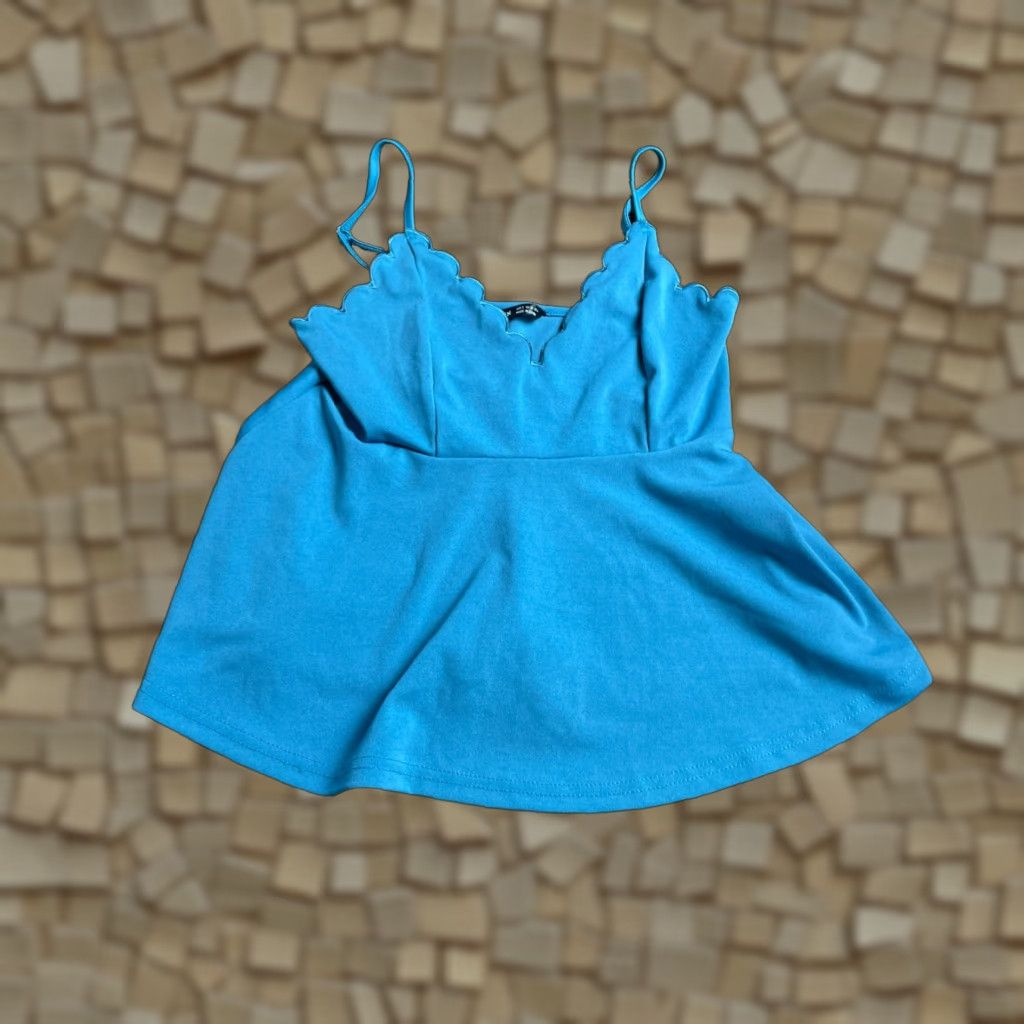 Shein SheIn Tank Top Women’s Size Small Blue Sleeveless Scalloped Neckline Tank Size S / US 4 / IT 40 - 1 Thumbnail