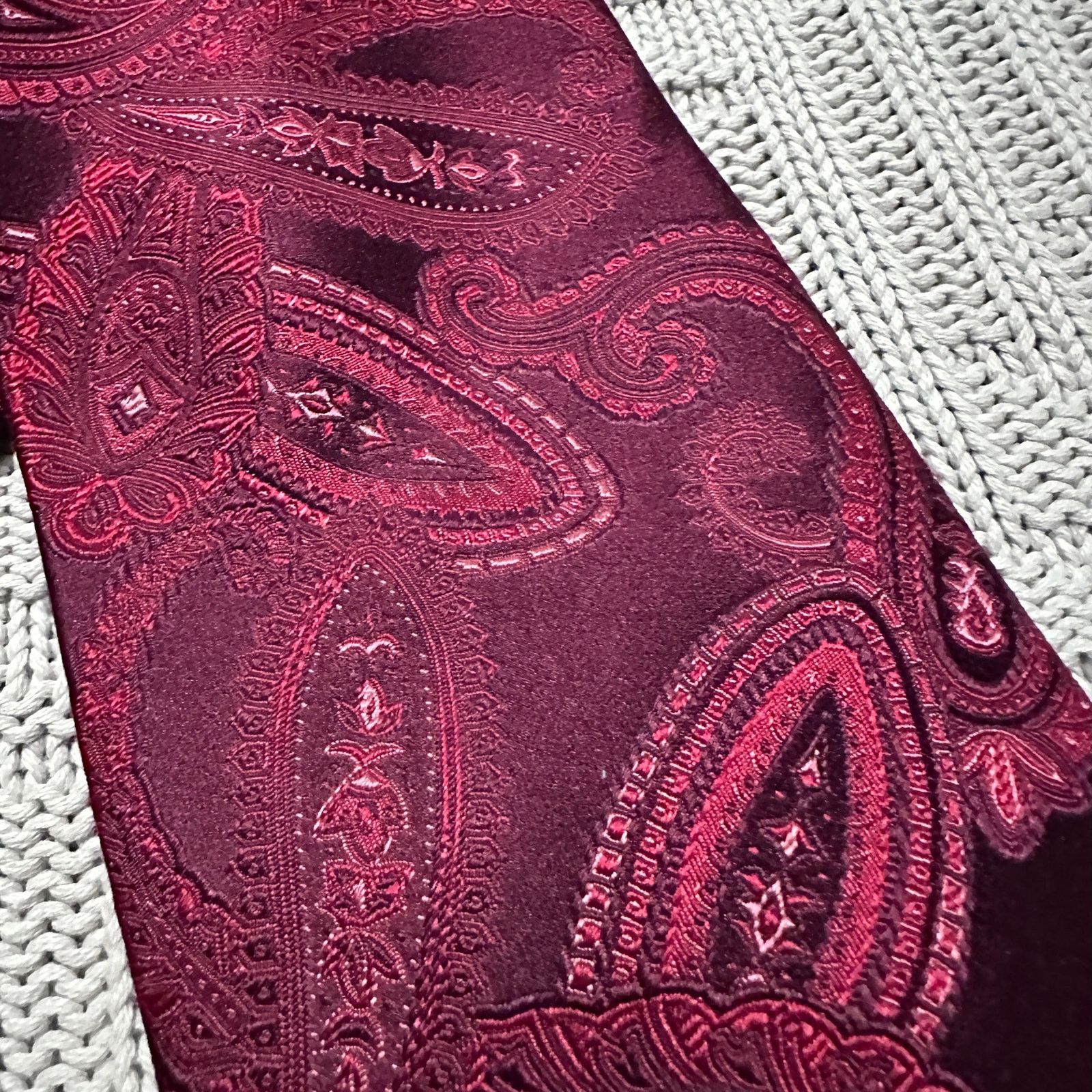Sean John Sean John maroon red monotone paisley silk tie Size ONE SIZE - 2 Thumbnail