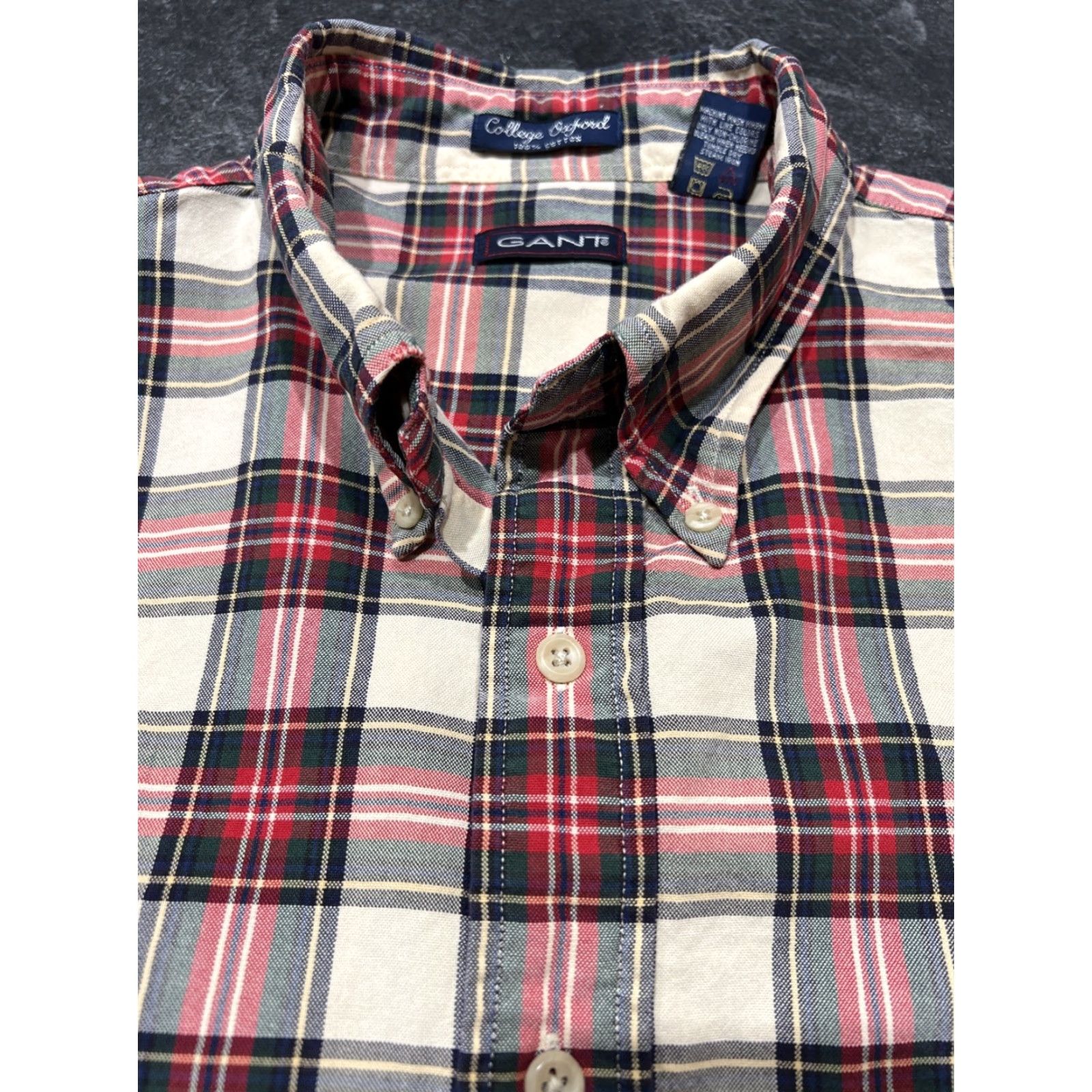Gant GANT Shirt Men XLT Long Sleeve Button-Up Plaid Oxford College Blue Multicolor College Men's Big & Tall Size US XL / EU 56 / 4 - 6 Thumbnail