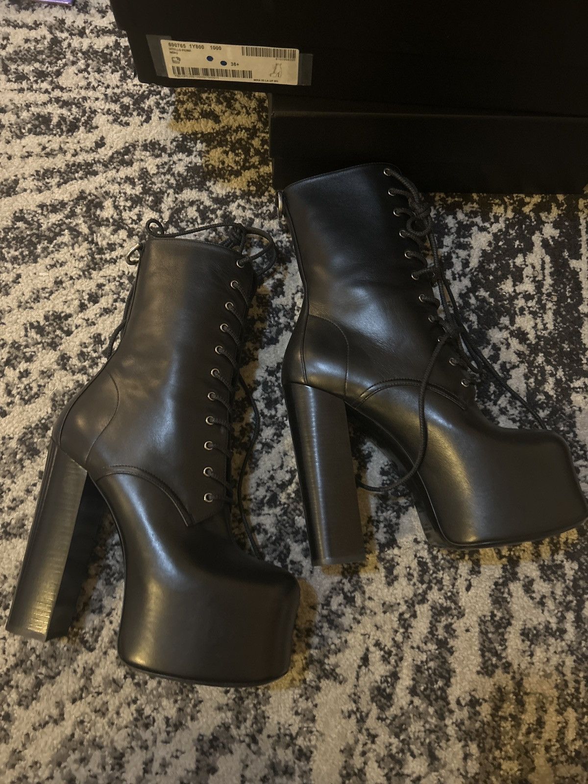 Saint Laurent Paris Saint Laurent Cherry Lace-up Platform Bootie Size US 8.5 / IT 38.5 - 8 Thumbnail