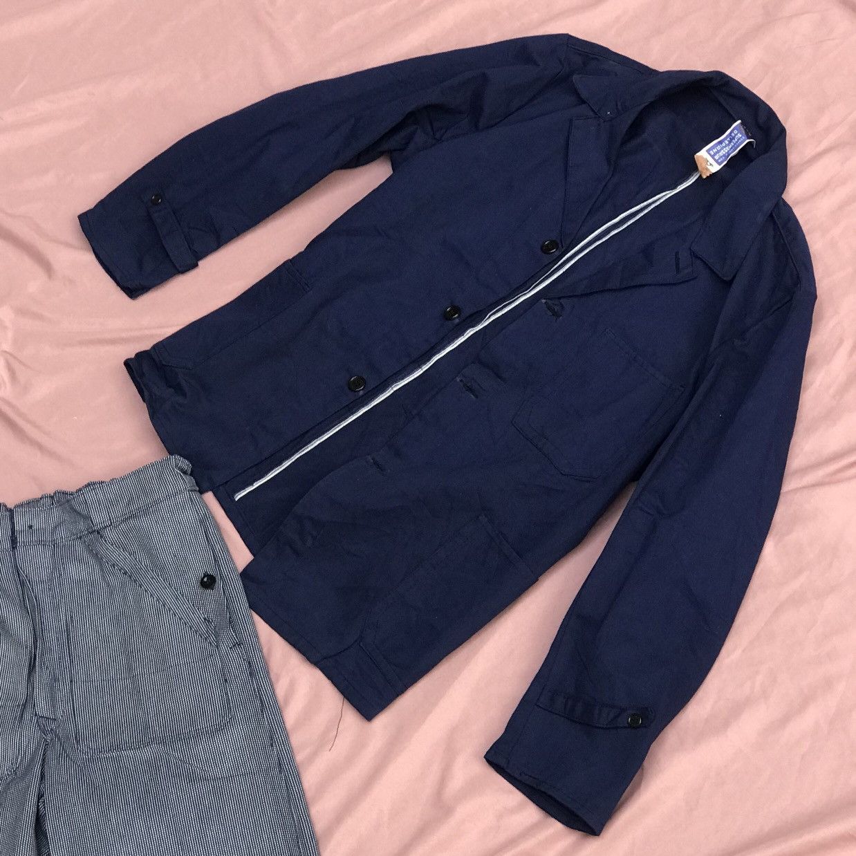 Self Edge × Vintage SELVEDGE NWT CANVAS CHORE JACKET NAVY BLUE Size US L / EU 52-54 / 3 - 2 Thumbnail