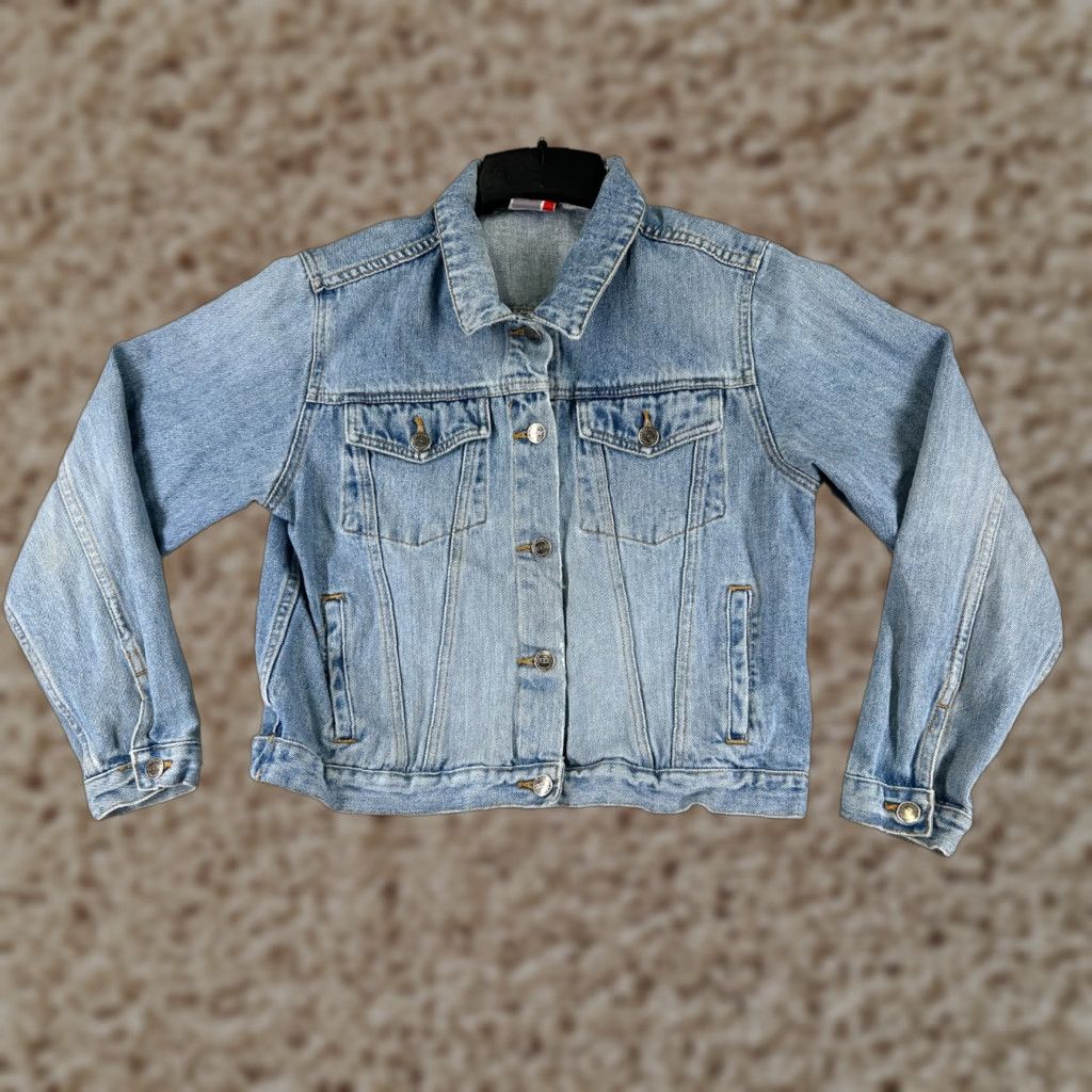 Vintage VINTAGE AriZona Jacket Blue Denim 80s 90s XL Girls Womens Pockets Button Embroidered Cotton Short Sleeve Denim Jacket Size 40" / US 18 - 1 Thumbnail