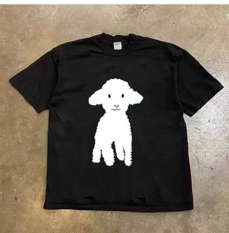 Vintage Black retro sheep print cotton t-shirt Size US M / EU 48-50 / 2 - 1 Thumbnail