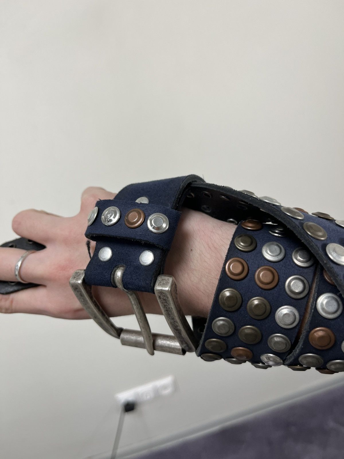 Japanese Brand Vintage B.B. Simon Style Y2K Archival Studded Leather Belt Size ONE SIZE - 7 Thumbnail