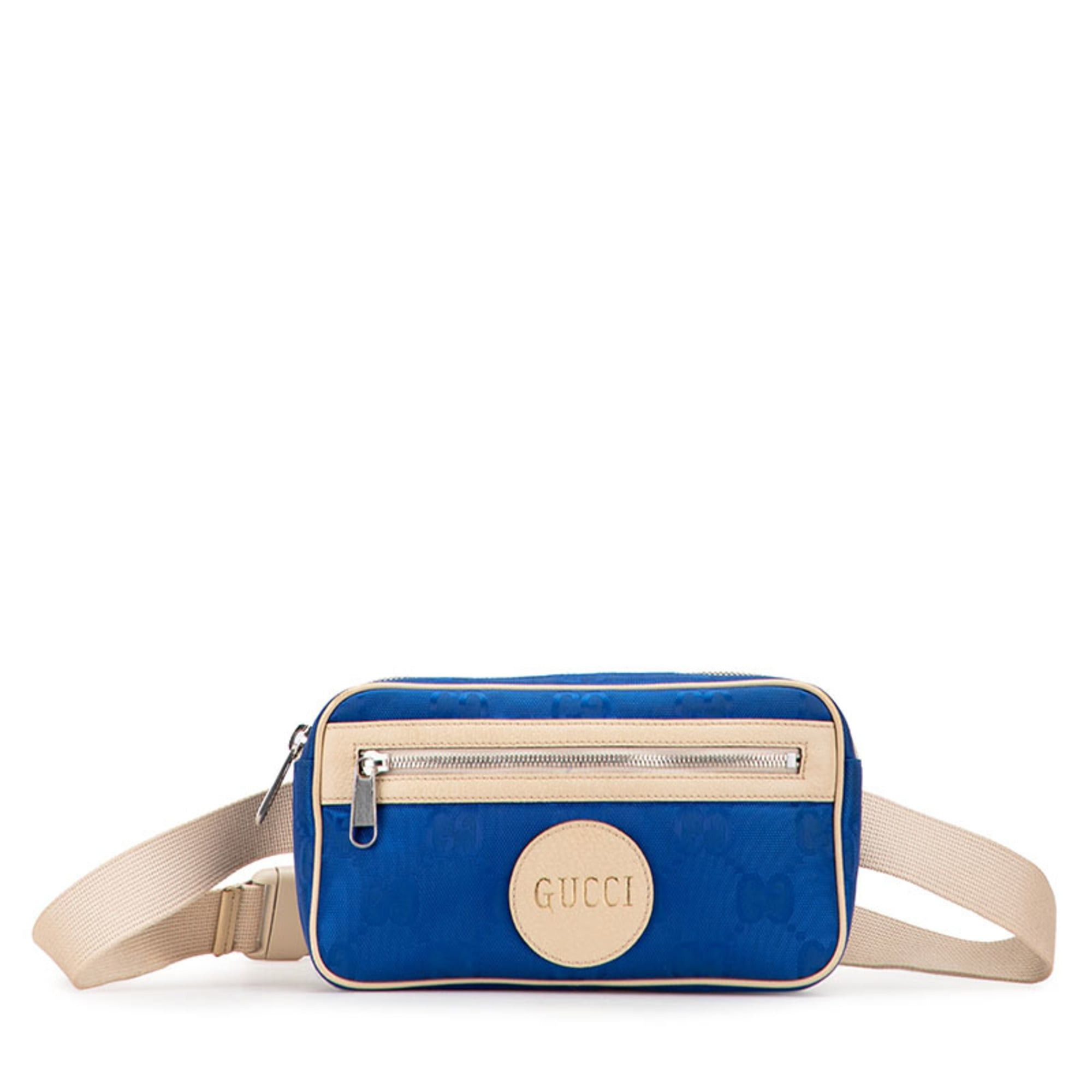 Gucci Gucci GG Nylon Off the Grid Belt Bag Body 631341 Blue Beige Leather Women's GUCCI Size ONE SIZE - 1 Thumbnail
