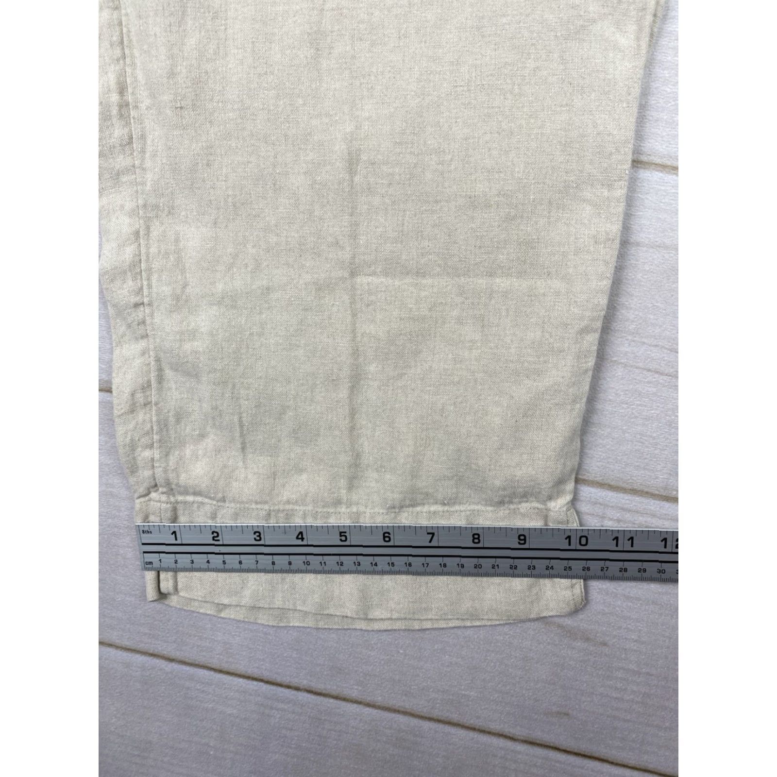 J. Jill J.Jill Linen Pants Womens Petite Beige Cropped Wide-Leg Pockets Beach Casual May 90s? Size 36" / US 14 / IT 50 - 7 Thumbnail