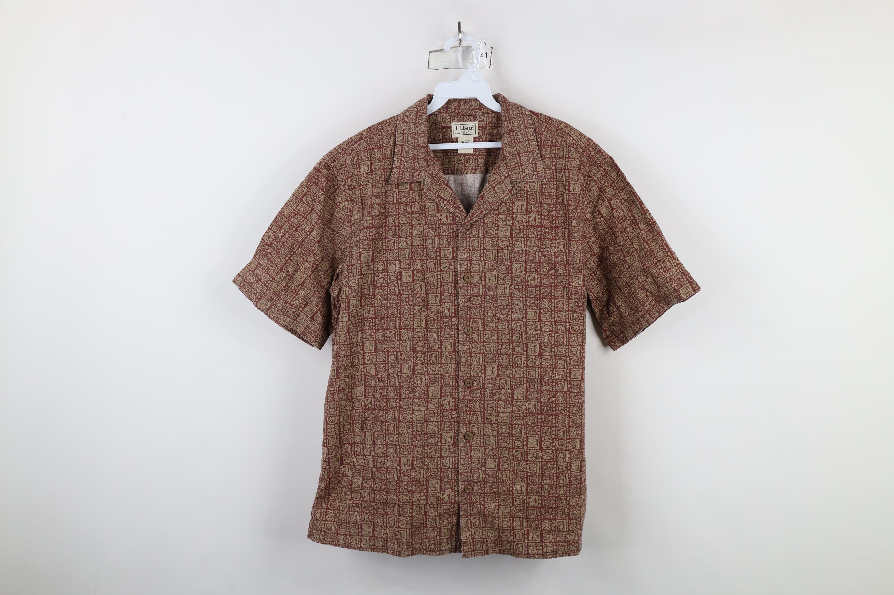 L.L. Bean × Vintage Vintage 90s LL Bean Abstract Looped Collar Button Shirt Red Size US M / EU 48-50 / 2 - 1 Thumbnail