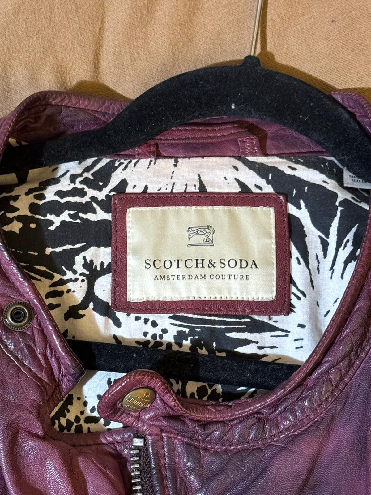 Scotch & Soda Burgundy Cafe Racer Moto Jacket Size US M / EU 48-50 / 2 - 4 Thumbnail