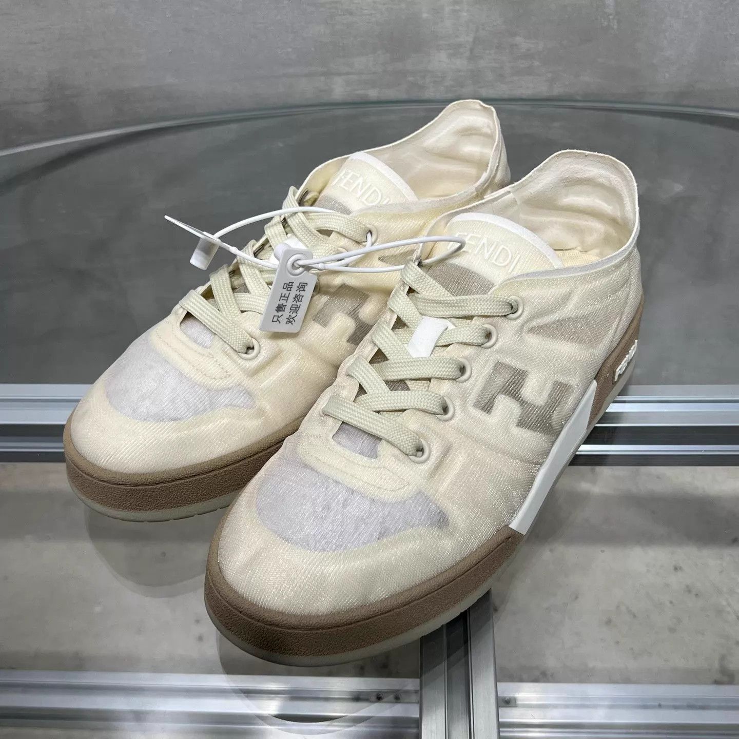 Fendi Fendi Cream Mesh Sneaker 38 EU Size US 7.5 / IT 37.5 - 2 Thumbnail