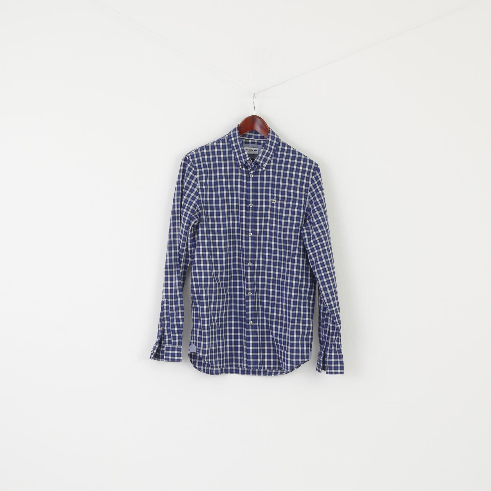 Lacoste Lacoste Men 39 S/M Casual Shirt Blue Check Cotton 9644 Size US S / EU 44-46 / 1 - 2 Thumbnail