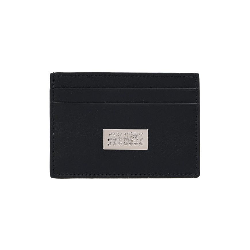 Numeric Leather Card Holder in Black, Women's