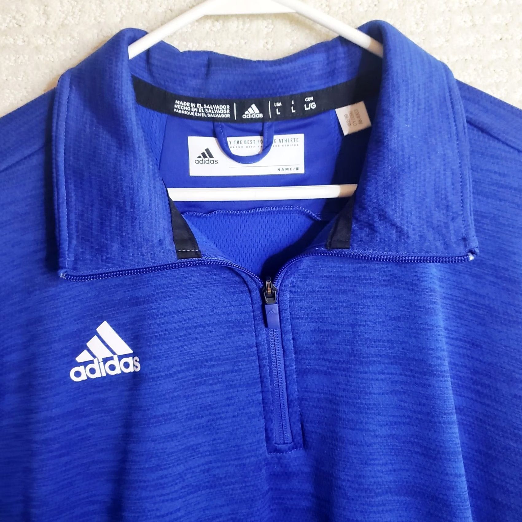 Adidas Adidas Men's L Blue 1/4 Zip Athletic Climalite Outdoors Sports Jacket Pullover Size US L / EU 52-54 / 3 - 4 Thumbnail