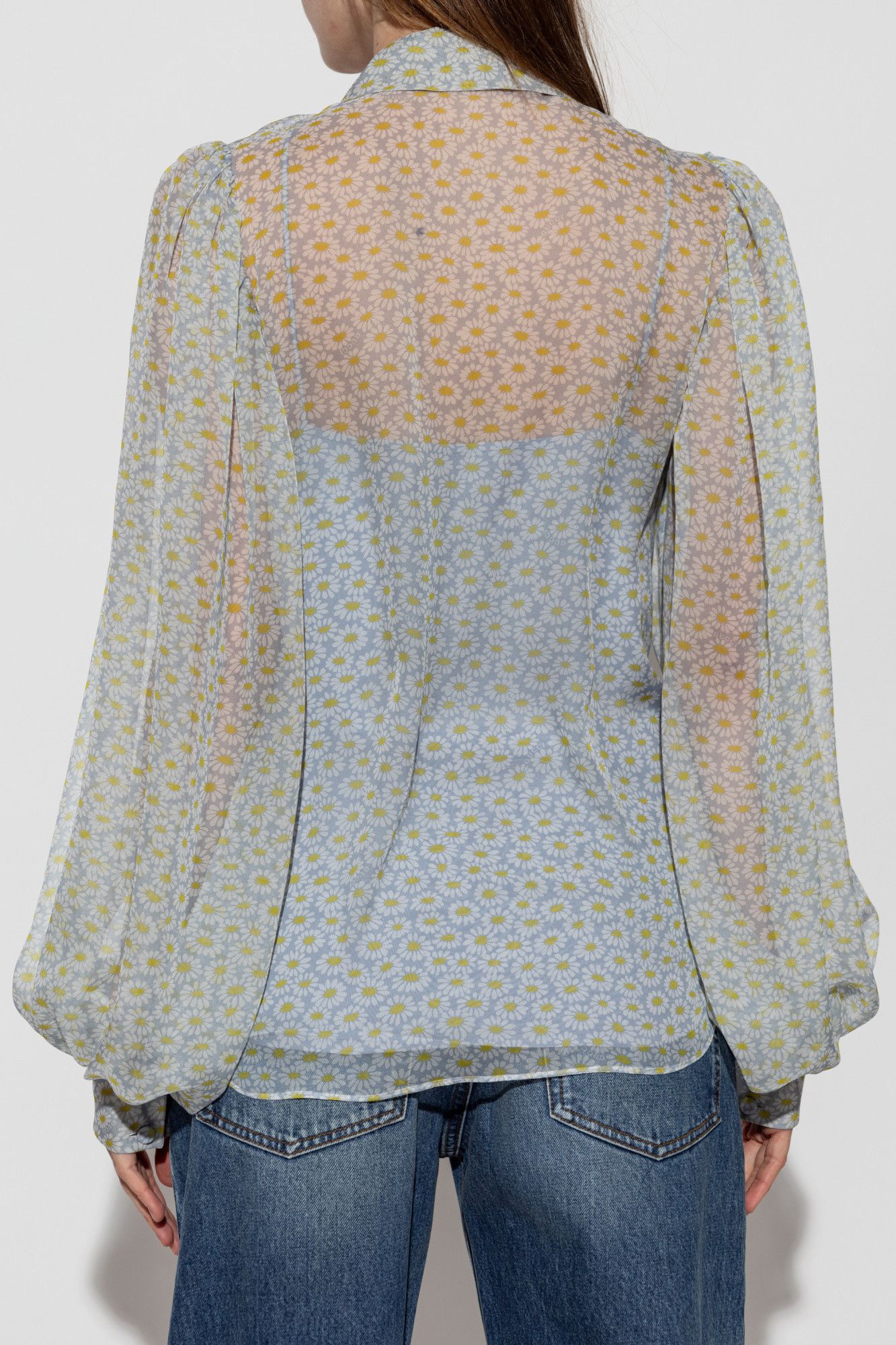 Gucci o1B3y1r0526 Printed Silk Chiffon Shirt in Multicolor Size M / US 6-8 / IT 42-44 - 4 Thumbnail