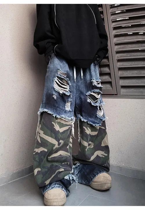 Other Oversized Ripped Denim Cargo Jeans Size US 32 / EU 48 - 4 Thumbnail