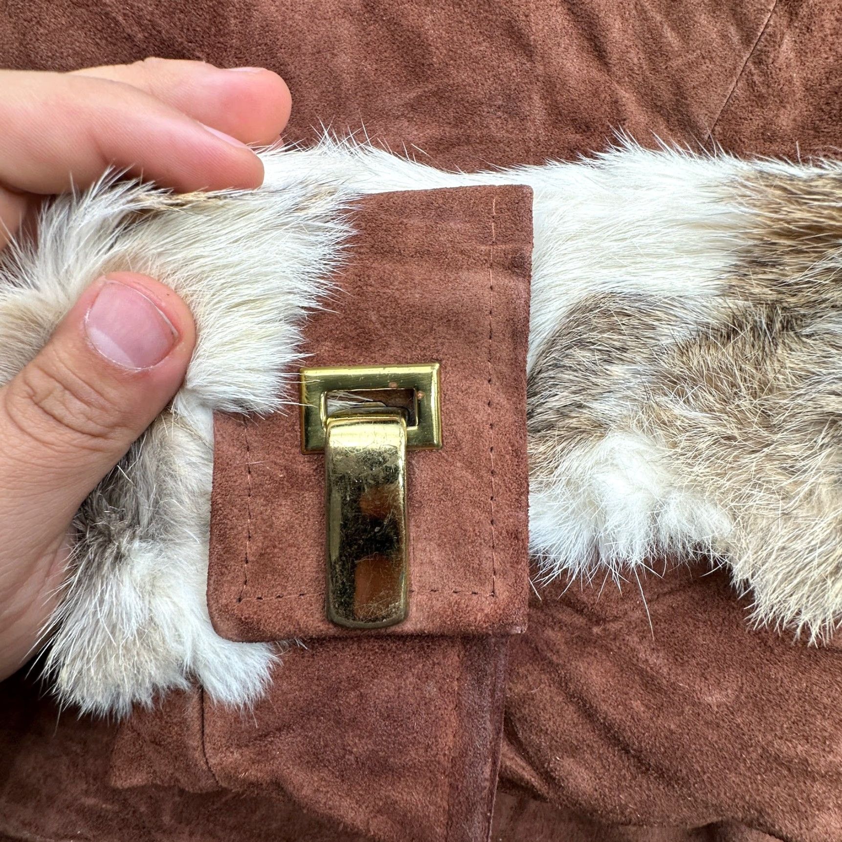 Vintage VINTAGE 70s Gutos Suede Leather Real Fur Coat Women S Brown West Germany Buckle Coat Size S / US 4 / IT 40 - 6 Thumbnail