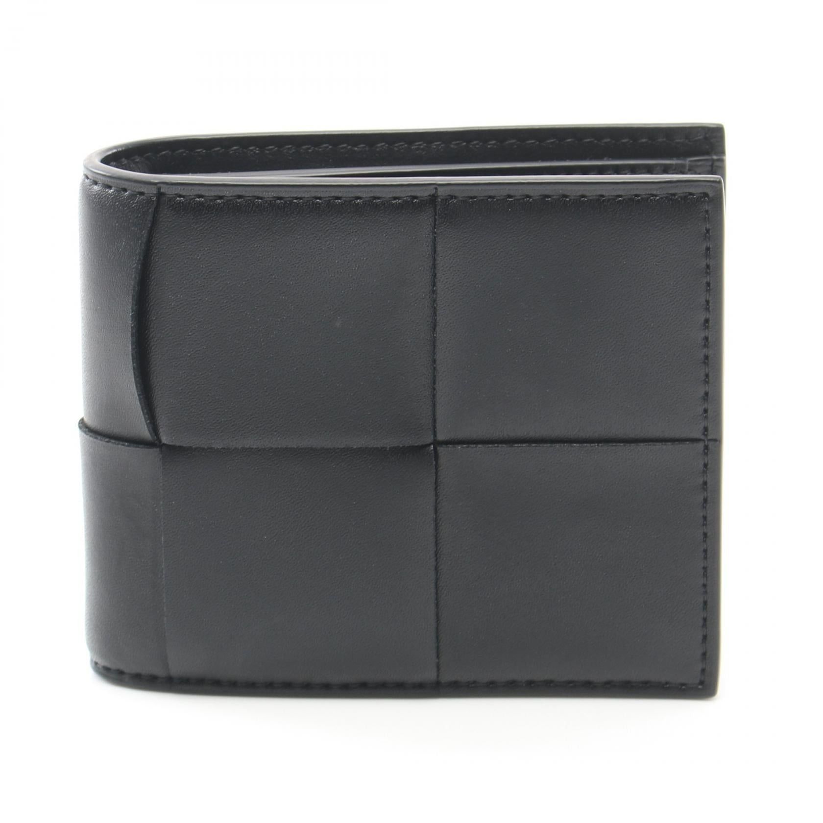 Bottega Veneta Bottega Veneta Maxi Intrecciato Bi-Fold Wallet Leather Black Size ONE SIZE - 1 Thumbnail