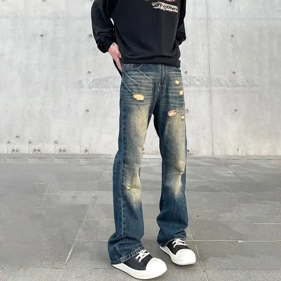 Japanese Brand × Vintage Flared ripped jeans Size US 30 / EU 46 - 1 Thumbnail