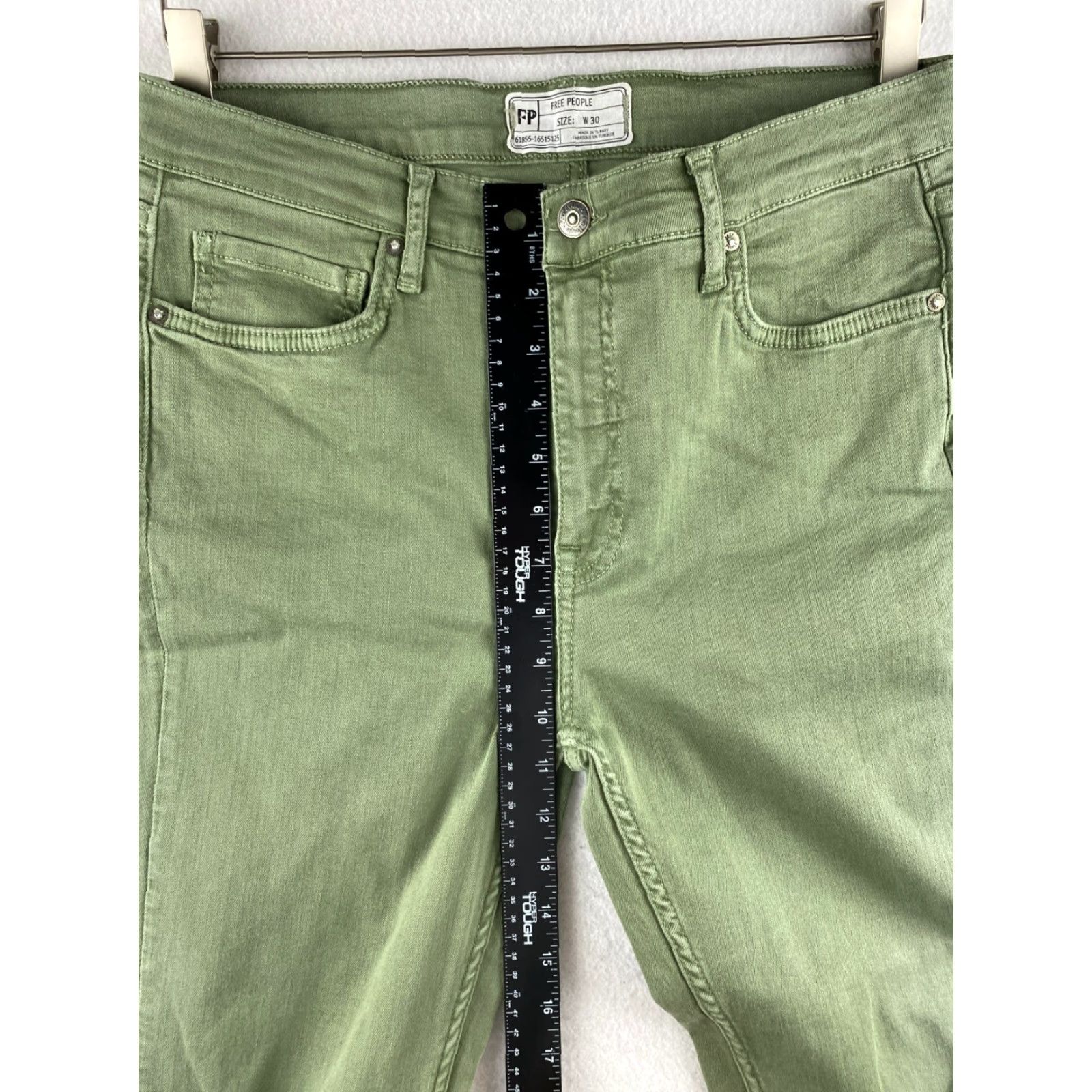 Free People Free People Jeans Womens 30 Green Ankle Stretch Denim High Rise Tapper Pants Size 30" / US 8 / IT 44 - 4 Thumbnail