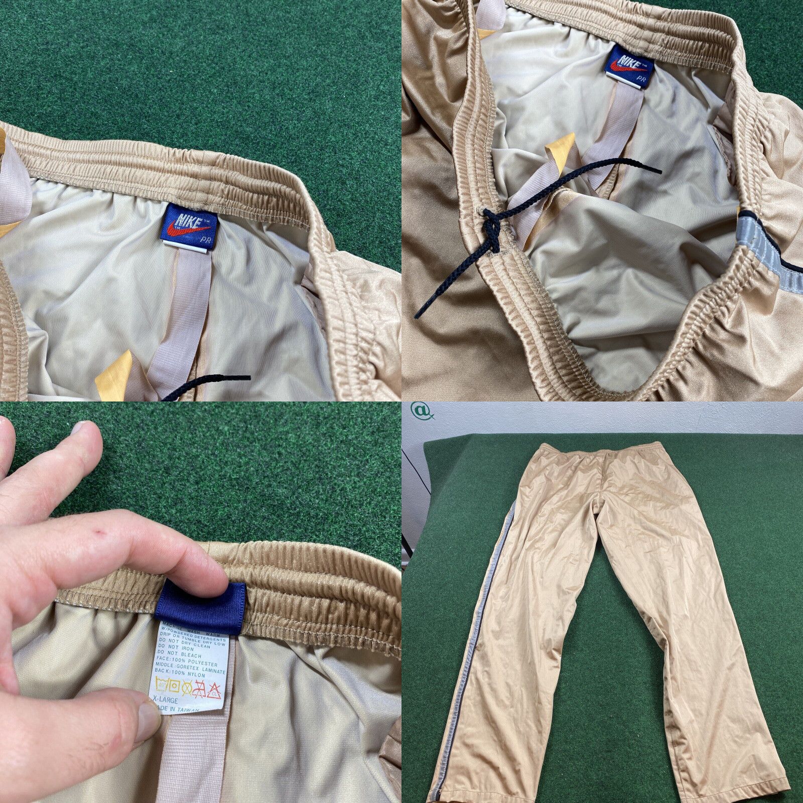 Nike 90s 80s Vintage Mens NIKE PR Tracksuit Jogger Pants Zip Gold Nylon XL Mens Rare Size 46R - 8 Thumbnail