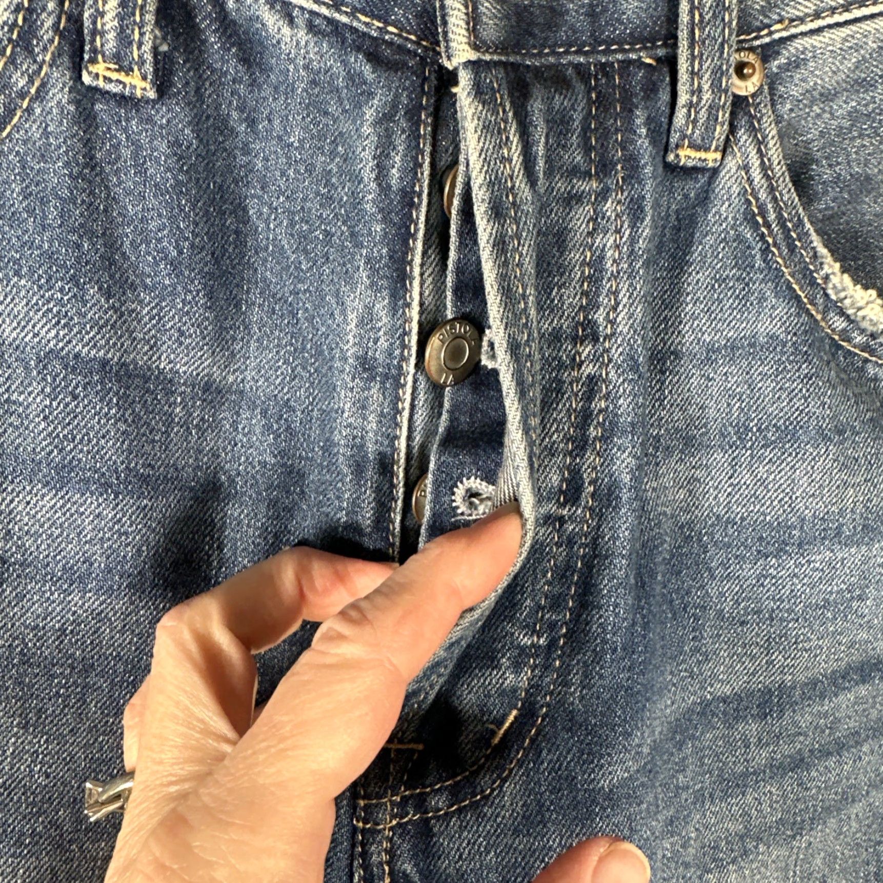 Pistola PISTOLA Jeans Charlie High Rise Straight Ankle Women’s 24 Distressed Blue Denim Button Fly 27in Inseam Regular Mens Womens Girls? Size 42" / US 20 - 3 Thumbnail