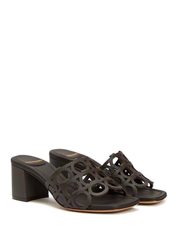 Salvatore Ferragamo o1s1rm0526 Gancini Sandals in Dark Brown Size US 11 / IT 41 - 2 Thumbnail