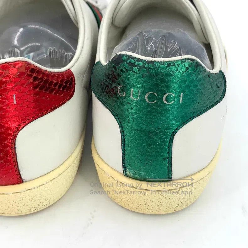 Gucci Gucci White, red and green webbing bee embroidery lacing c Size US 5 / IT 35 - 8 Thumbnail