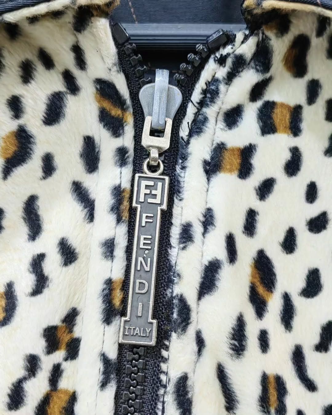 reversible Fendi leopard logo all over print jacket