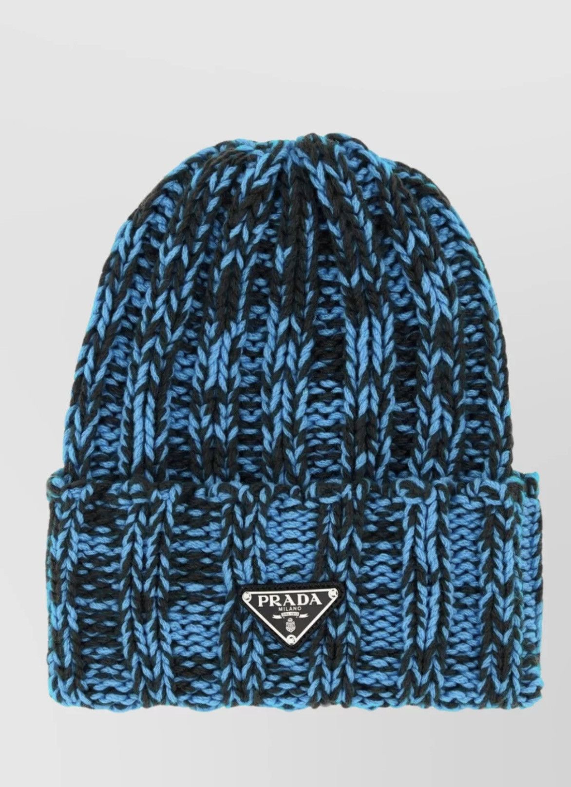 Prada 🔥 Prada x RAF Simons blue cashmere wool beanie knitted hat Size ONE SIZE - 2 Thumbnail