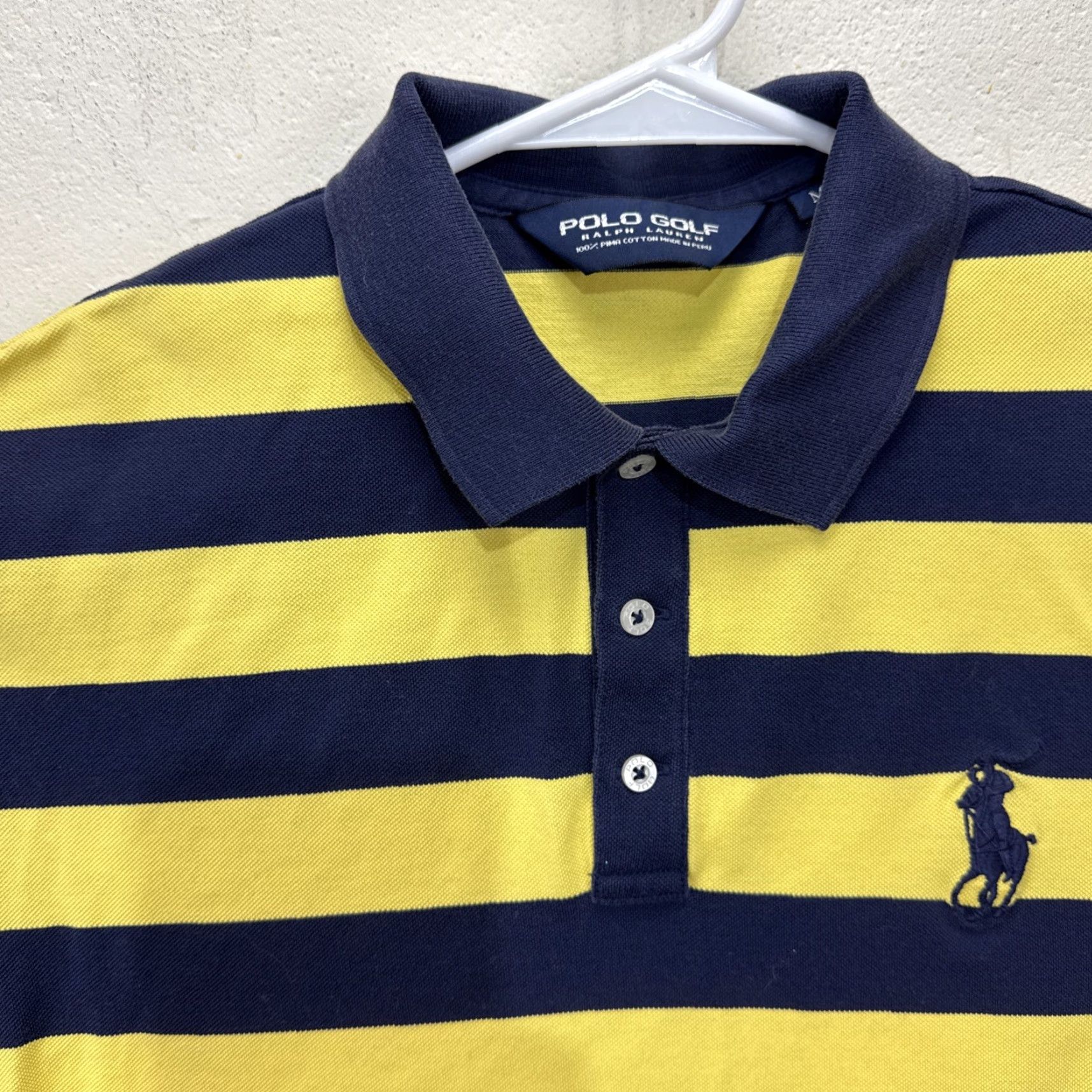 Ralph Lauren Polo Golf Ralph Lauren Polo Shirt Mens Medium Blue Yellow Stripe Big Pony Pima Size US M / EU 48-50 / 2 - 3 Thumbnail