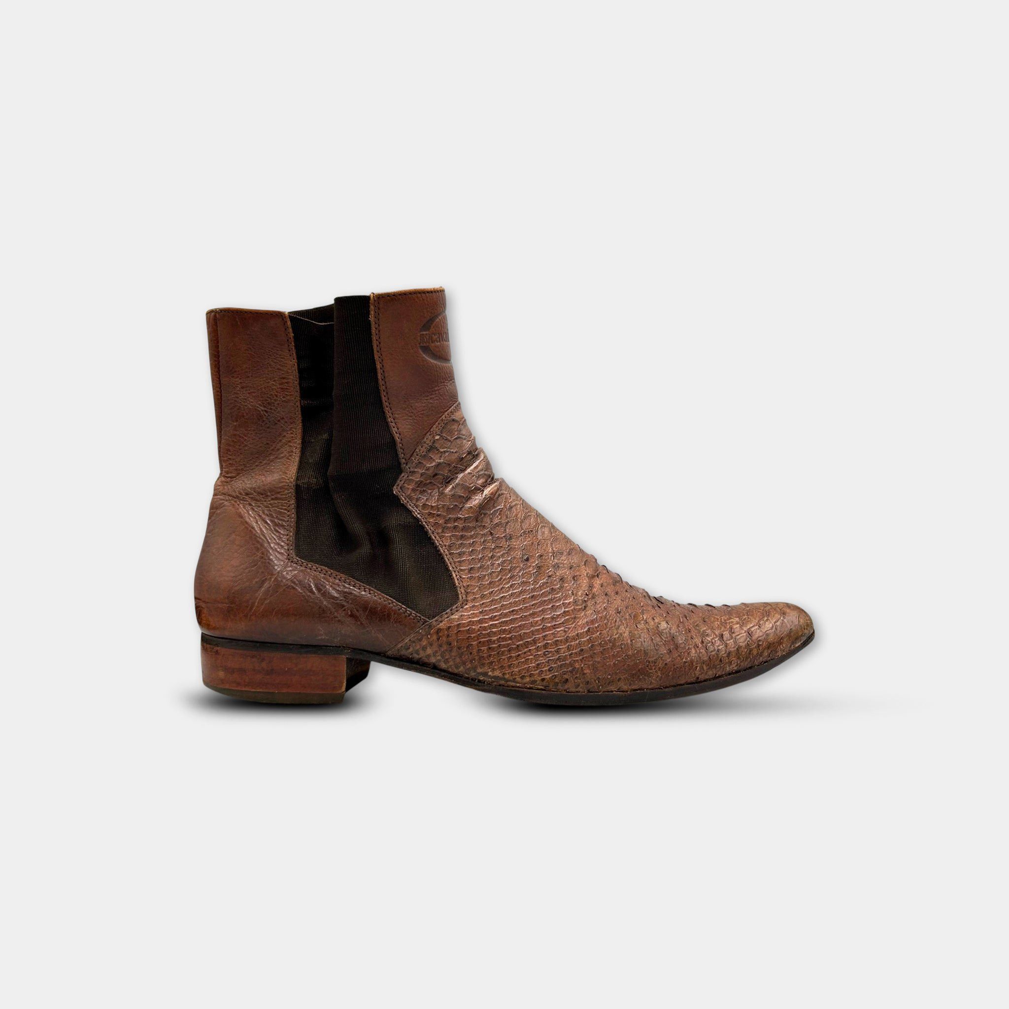 Just Cavalli Just Cavalli Python Leather Brown Chelsea Boots Size US 11 / EU 44 - 1 Thumbnail