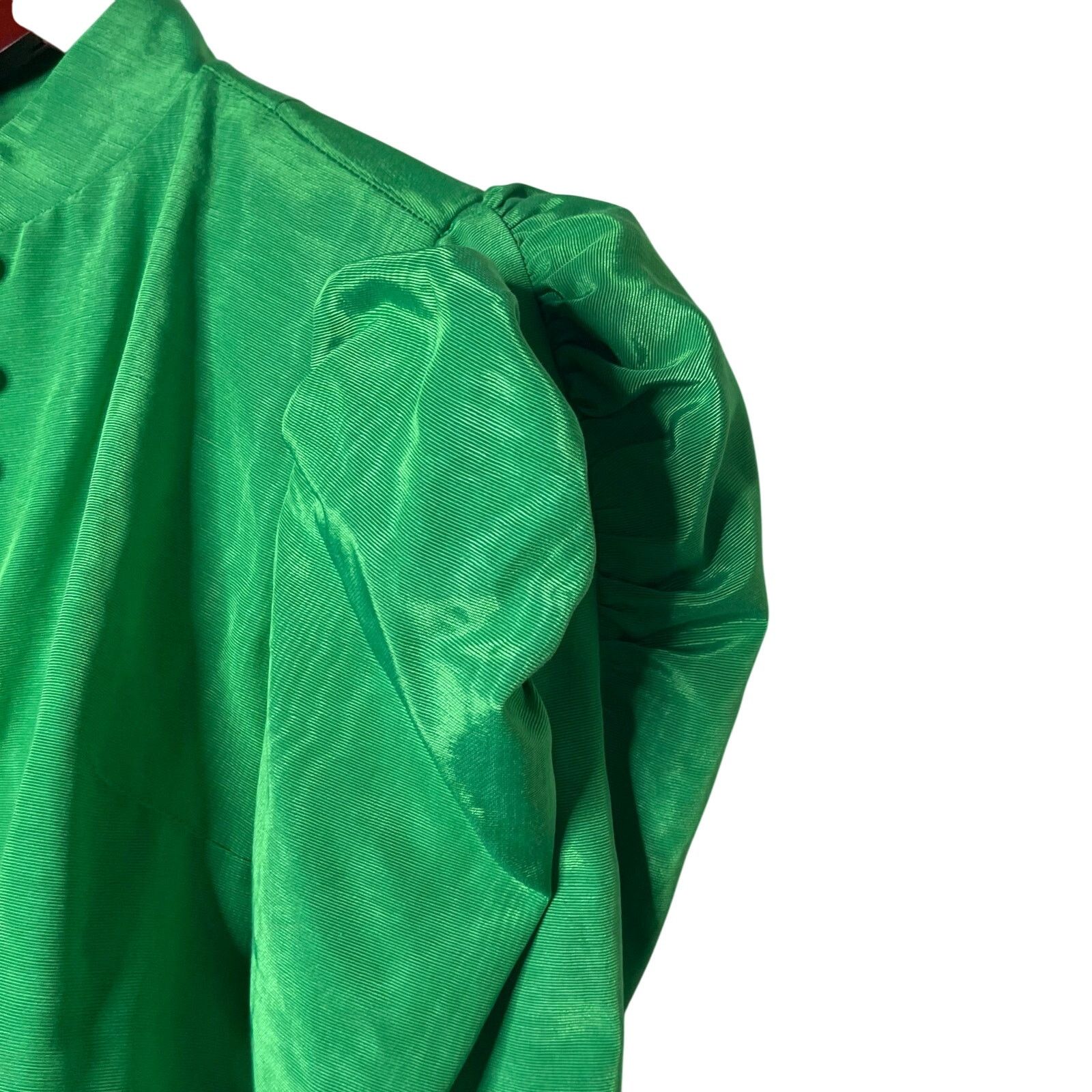 Batsheva Batsheva Song Green ruffled moiré pearly button blouse sz 2 Size XS / US 0-2 / IT 36-38 - 10 Thumbnail