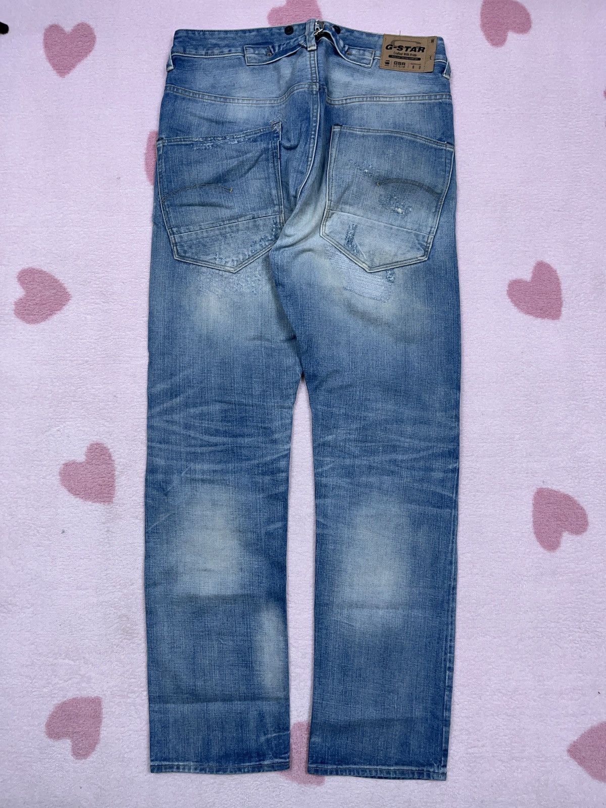 G-Star × Vintage ➕ vintage sick distressed g star raw light blue faded jeans Size US 33 - 3 Thumbnail
