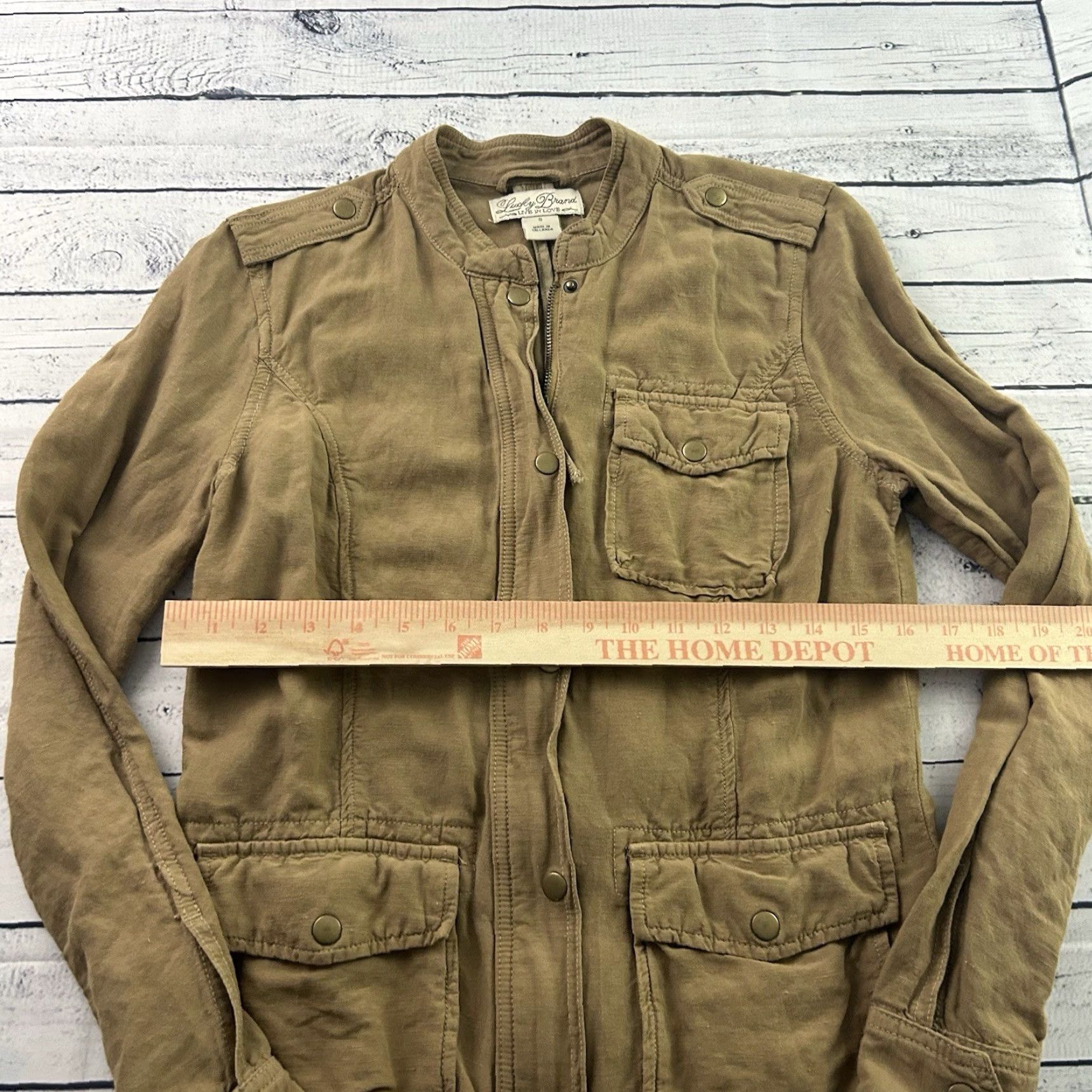 Lucky Brand Lucky Brand Full Zip Jacket Women's S Cotton Brown Snap Button Size S / US 4 / IT 40 - 4 Thumbnail